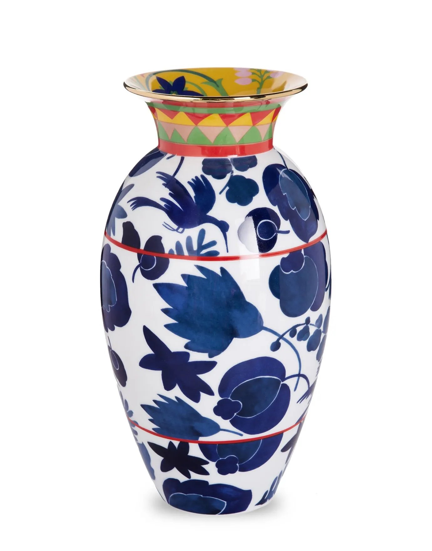 La DoubleJ Amphora VaseWildbird Blu in Porcelain | Vases | Décoration