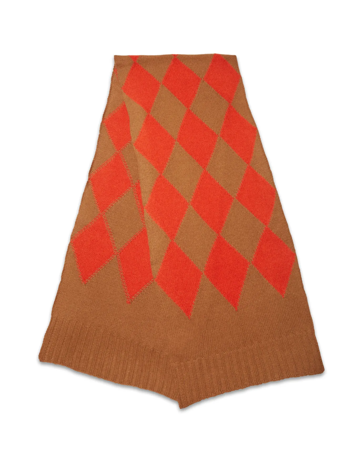 La DoubleJ Argyle ScarfCamel Orange in Wool | Foulards Et Écharpes | ACCESSORIES