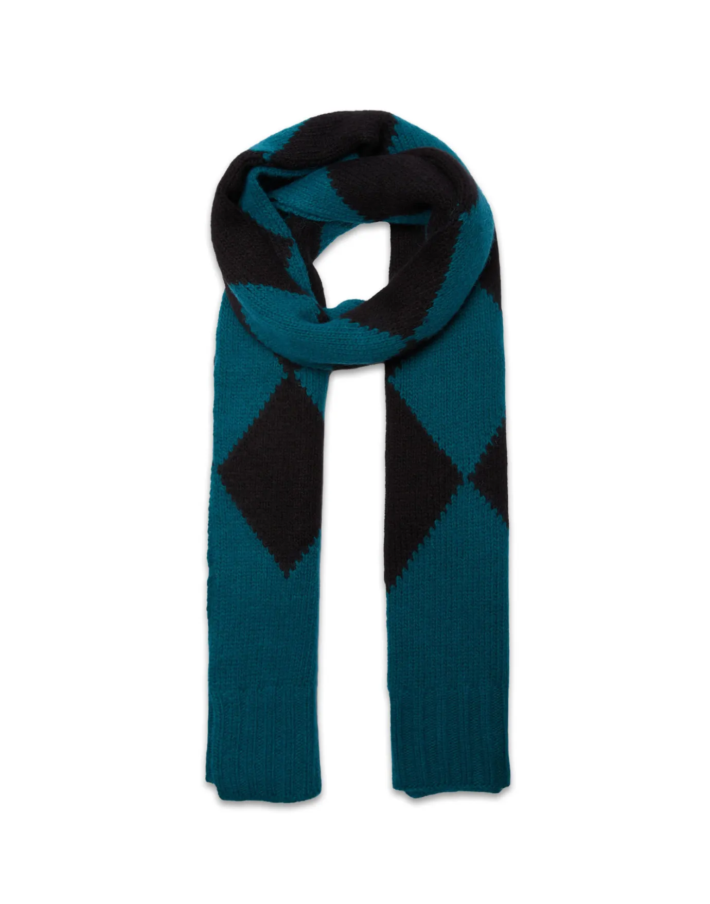 La DoubleJ Argyle ScarfGreen / Black in Wool | Foulards Et Écharpes | ACCESSORIES