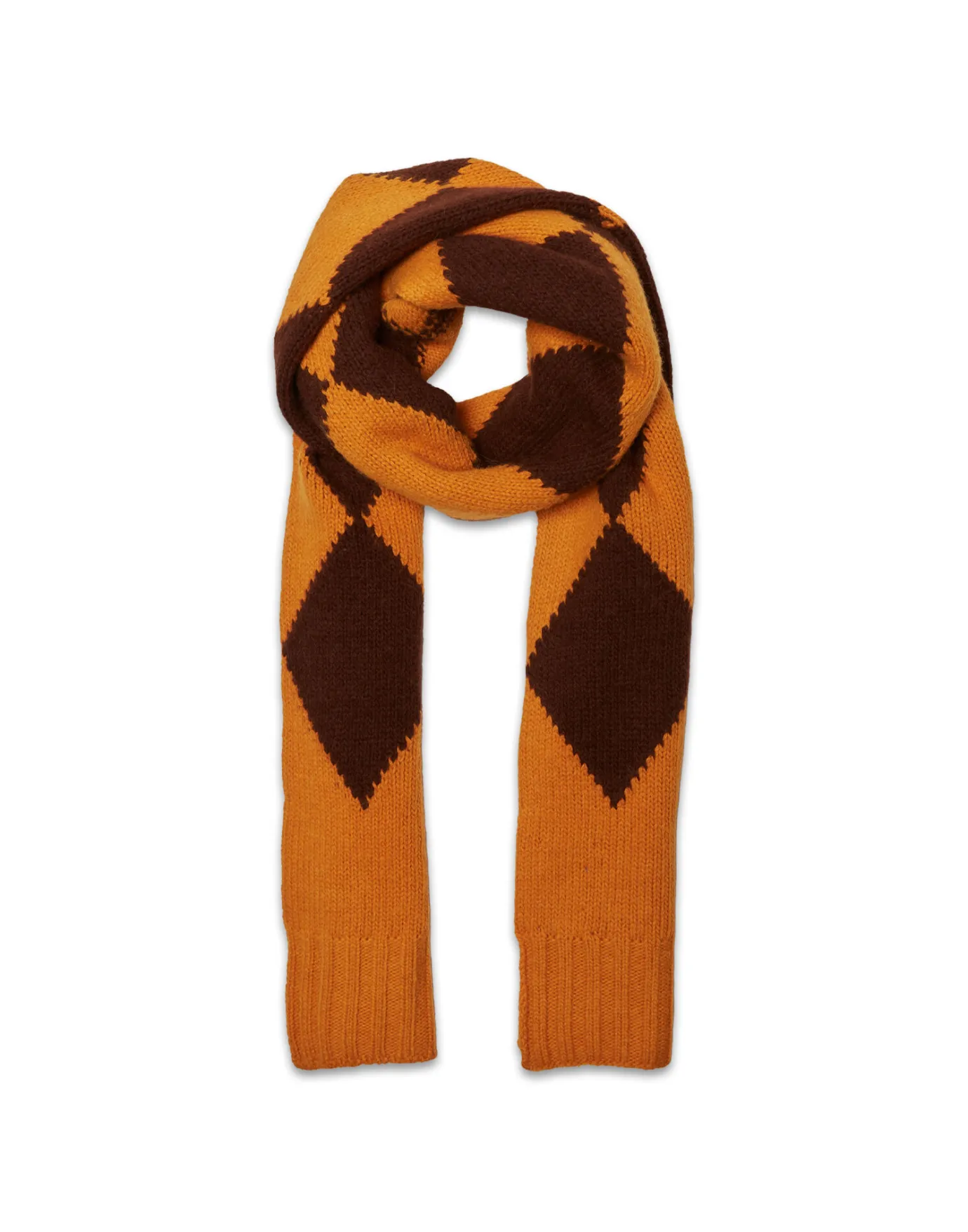 La DoubleJ Argyle ScarfYellow / Brown in Wool | Foulards Et Écharpes | ACCESSORIES