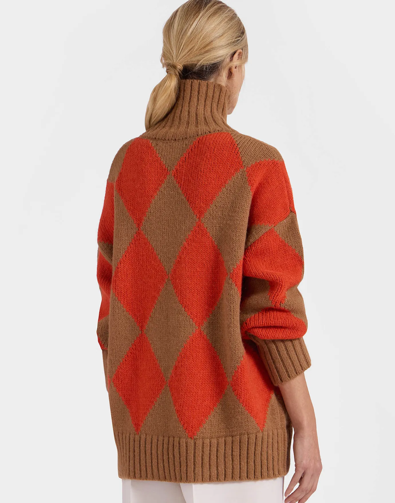 La DoubleJ Argyle SweaterCamel/Orange in Wool | Pulls | READY TO WEAR