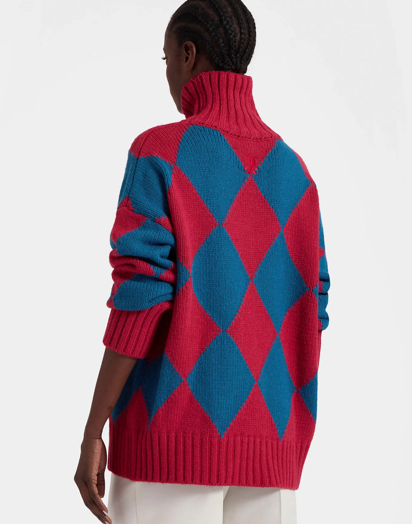 La DoubleJ Argyle SweaterRed & Blue in Wool | Pulls | READY TO WEAR