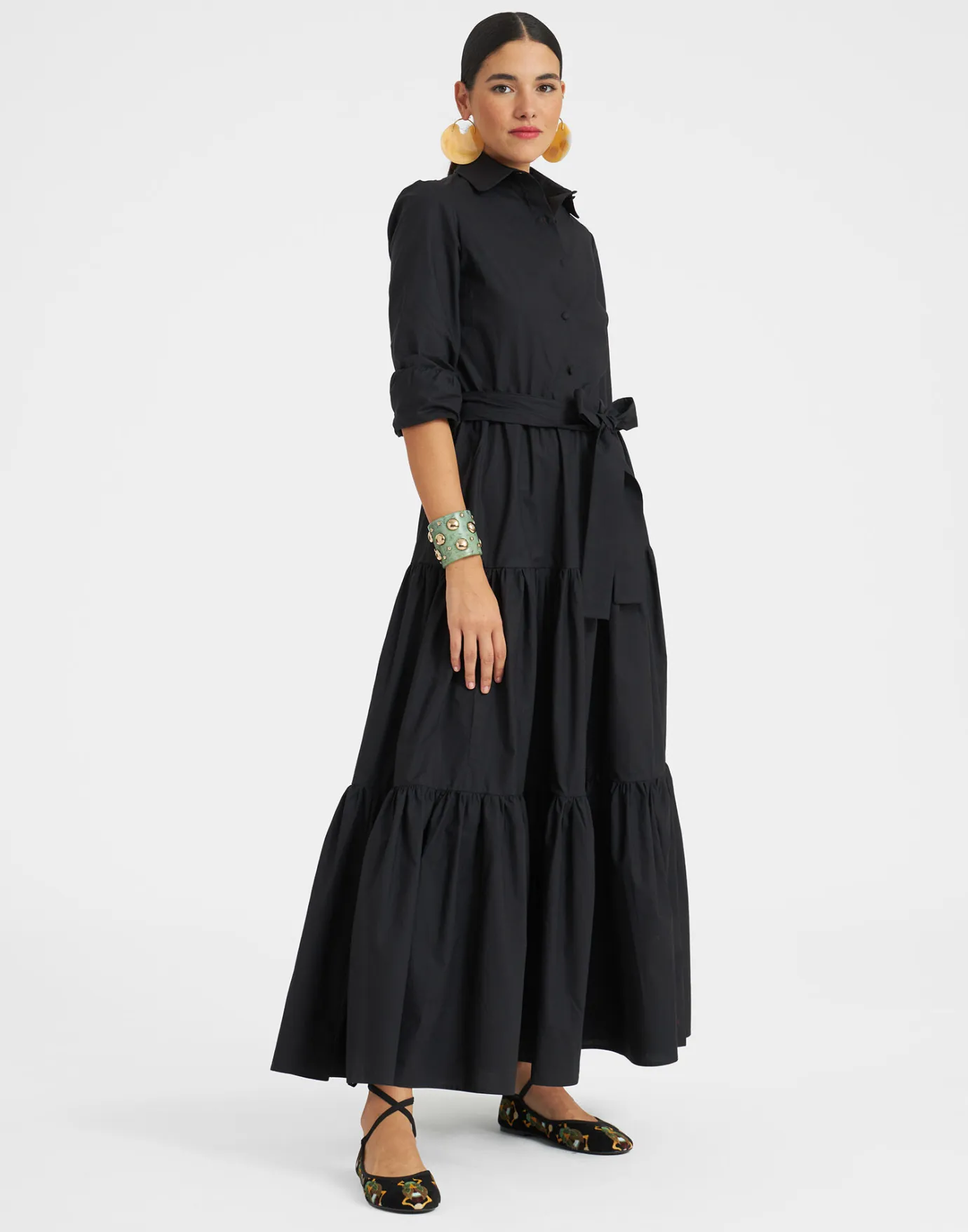 La DoubleJ Bellini DressSolid Black in Cotton Poplin | Robes | READY TO WEAR