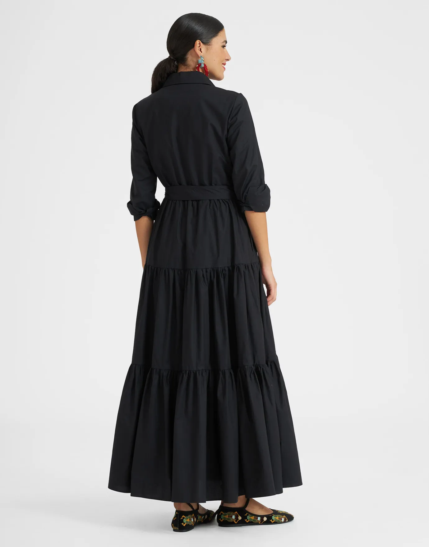 La DoubleJ Bellini DressSolid Black in Cotton Poplin | Robes | READY TO WEAR