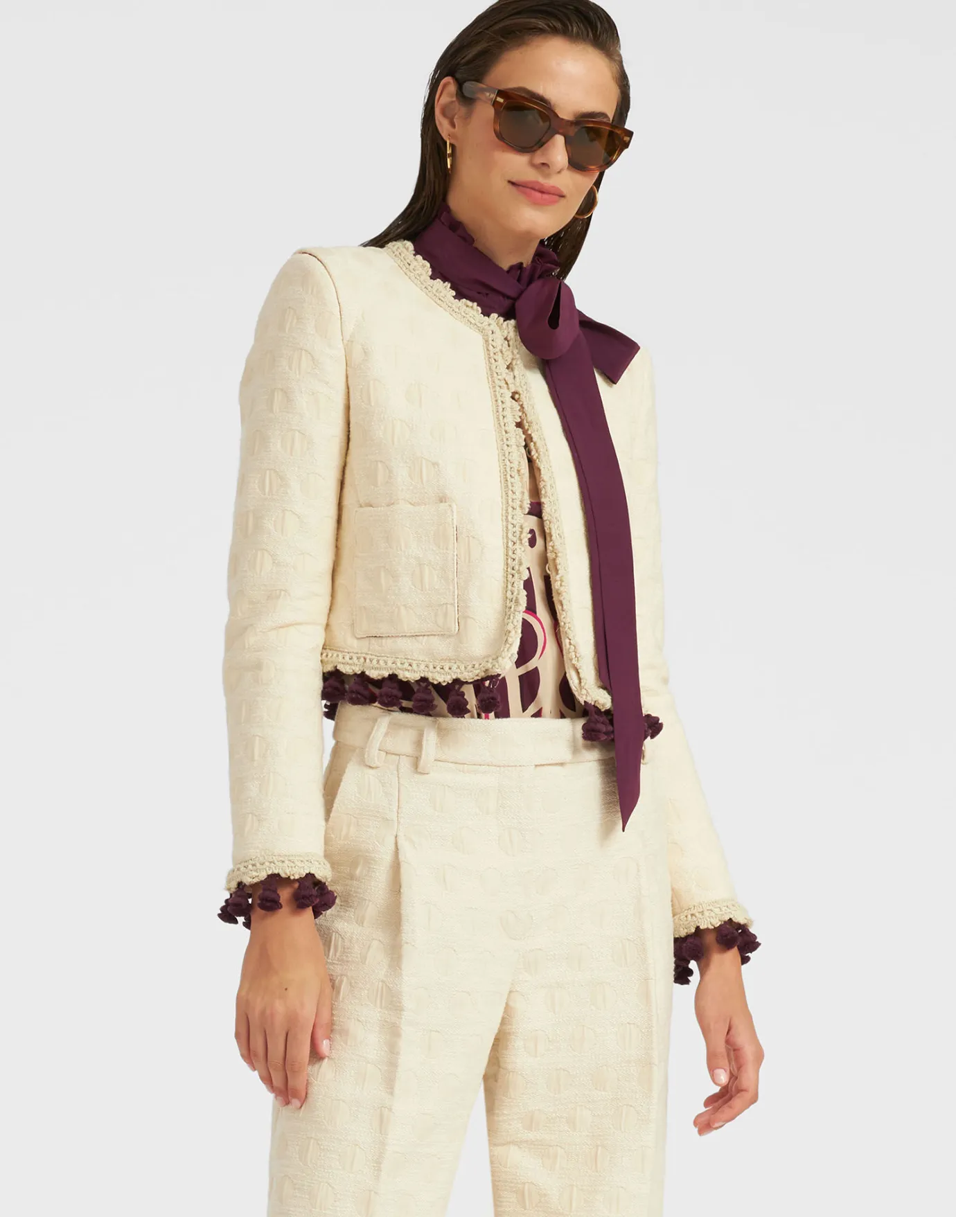 La DoubleJ Bijoux Jacket EmbroideredCreamy in Jacquard | Manteaux Et Blousons | READY TO WEAR