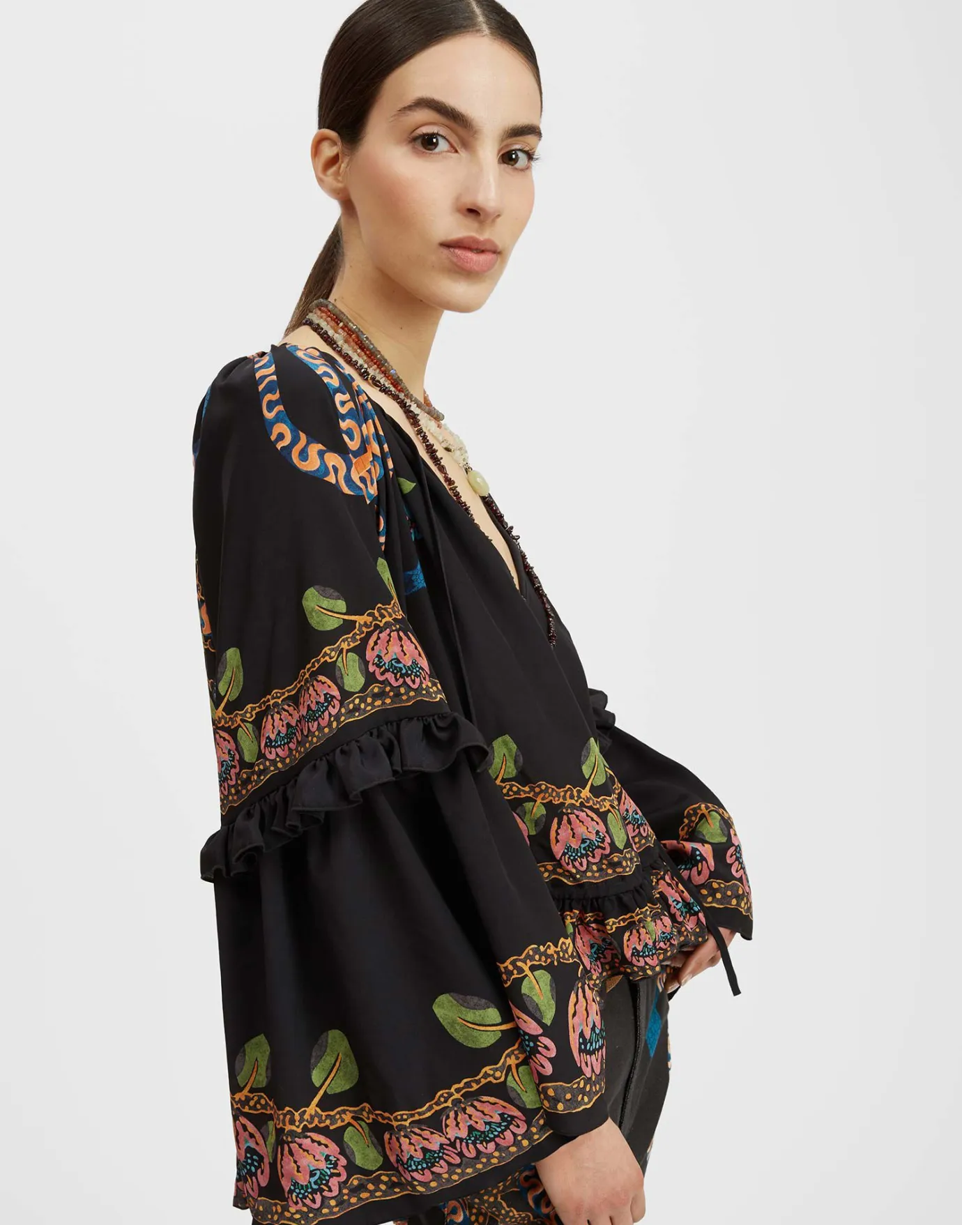 La DoubleJ Boho BlouseEve Black in Crepe De Chine | Chemises Et Tops | READY TO WEAR