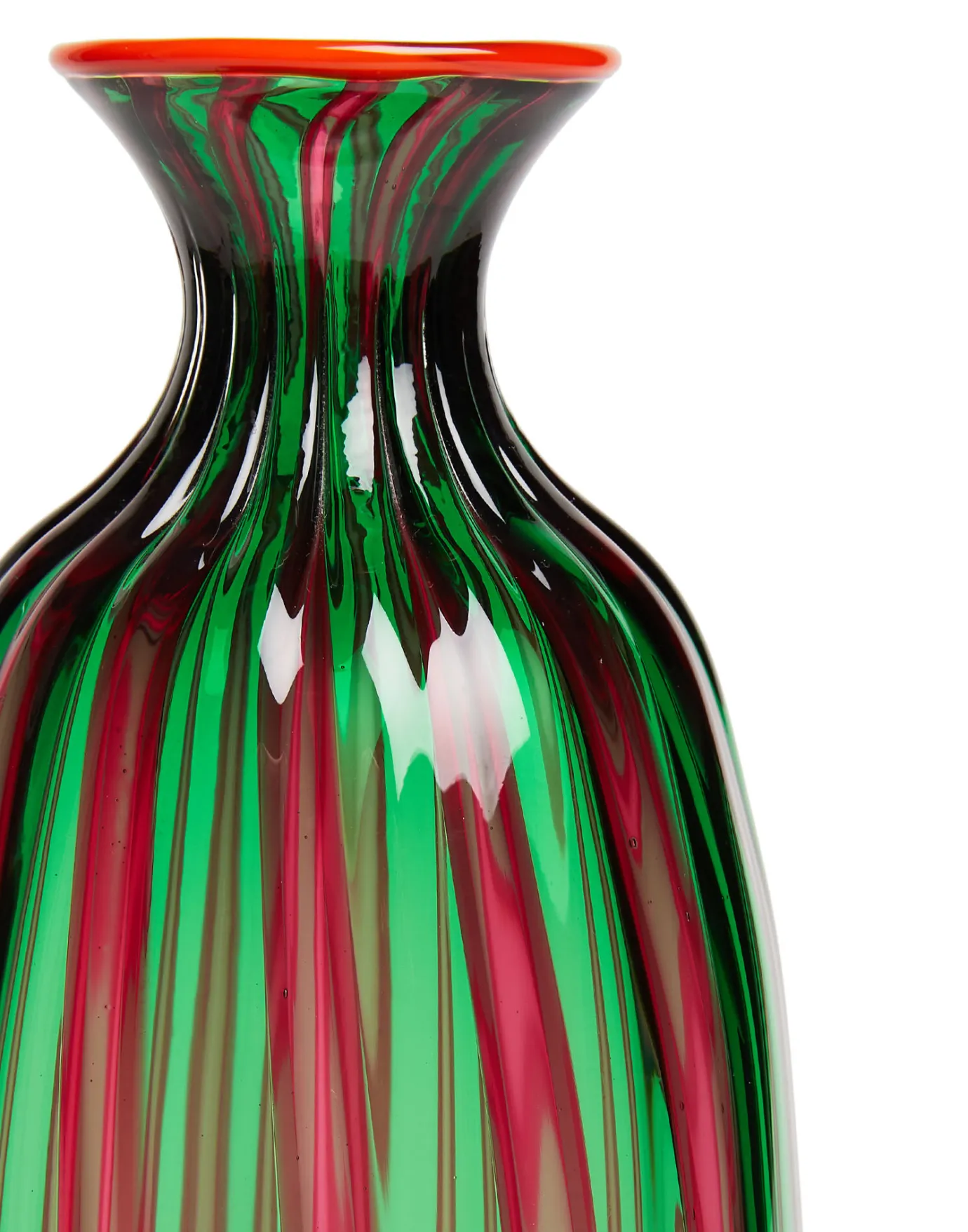 La DoubleJ Bottiglia Vase (Ridged)Verde/Fucsia in Glass | Vases | Décoration