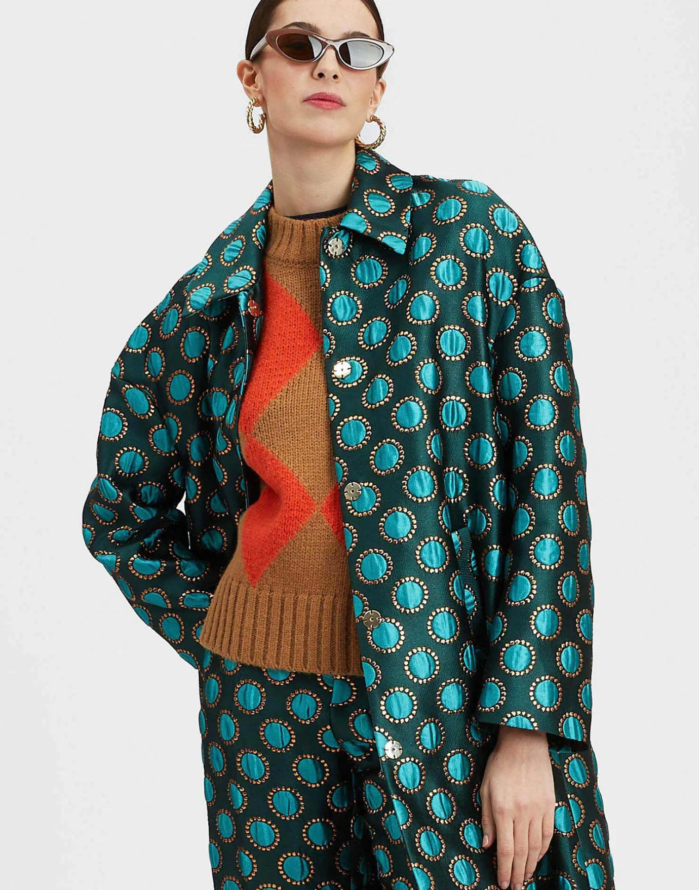 La DoubleJ Boxy CoatWinter Sun Emerald in Jacquard | Manteaux Et Blousons | READY TO WEAR