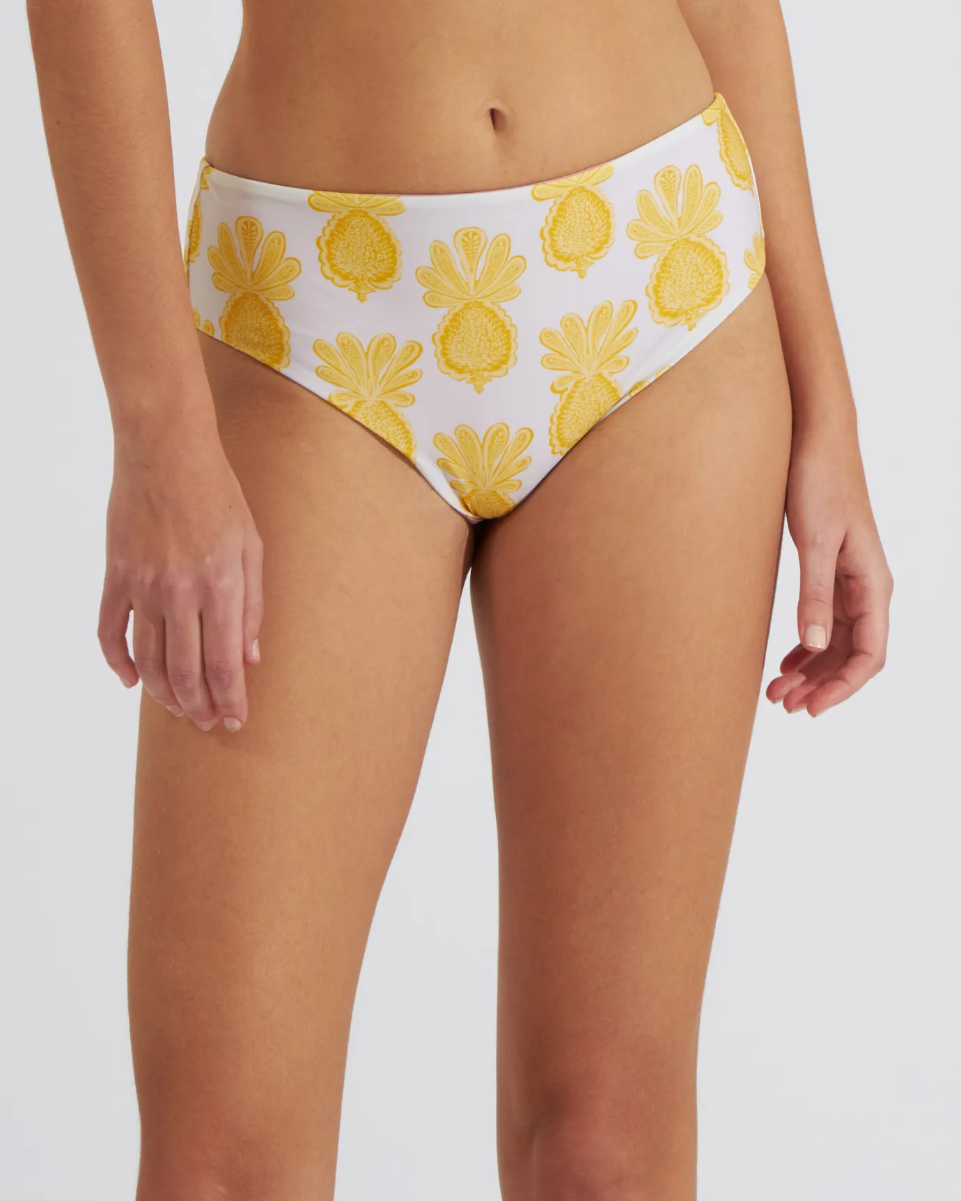 La DoubleJ Boy BriefPineapple Sunflower White in Lycra | Tenues De Plage | READY TO WEAR