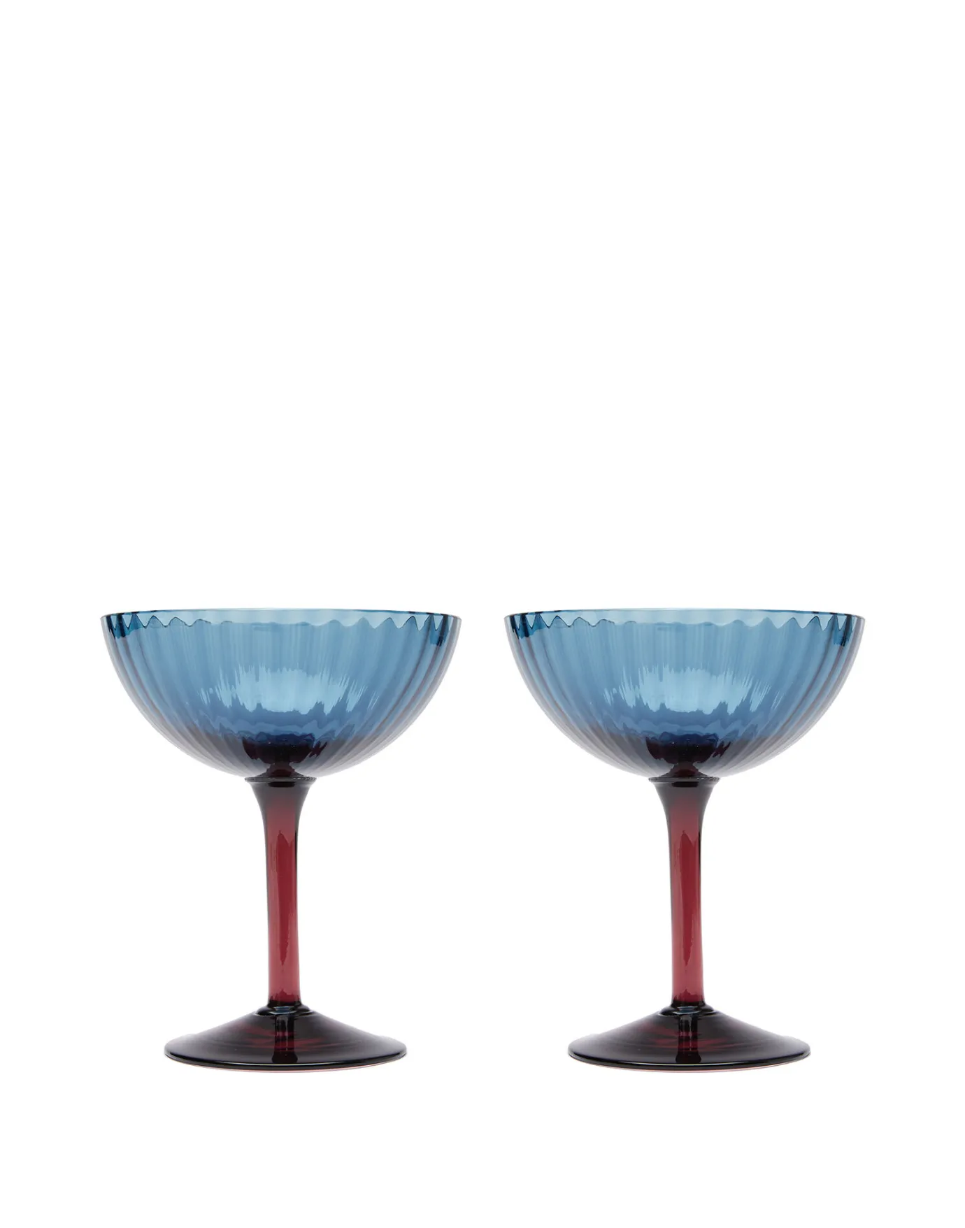 La DoubleJ Champagne Coupe Set of 2Blu Fumé in Glass | Verres à Eau | Verres