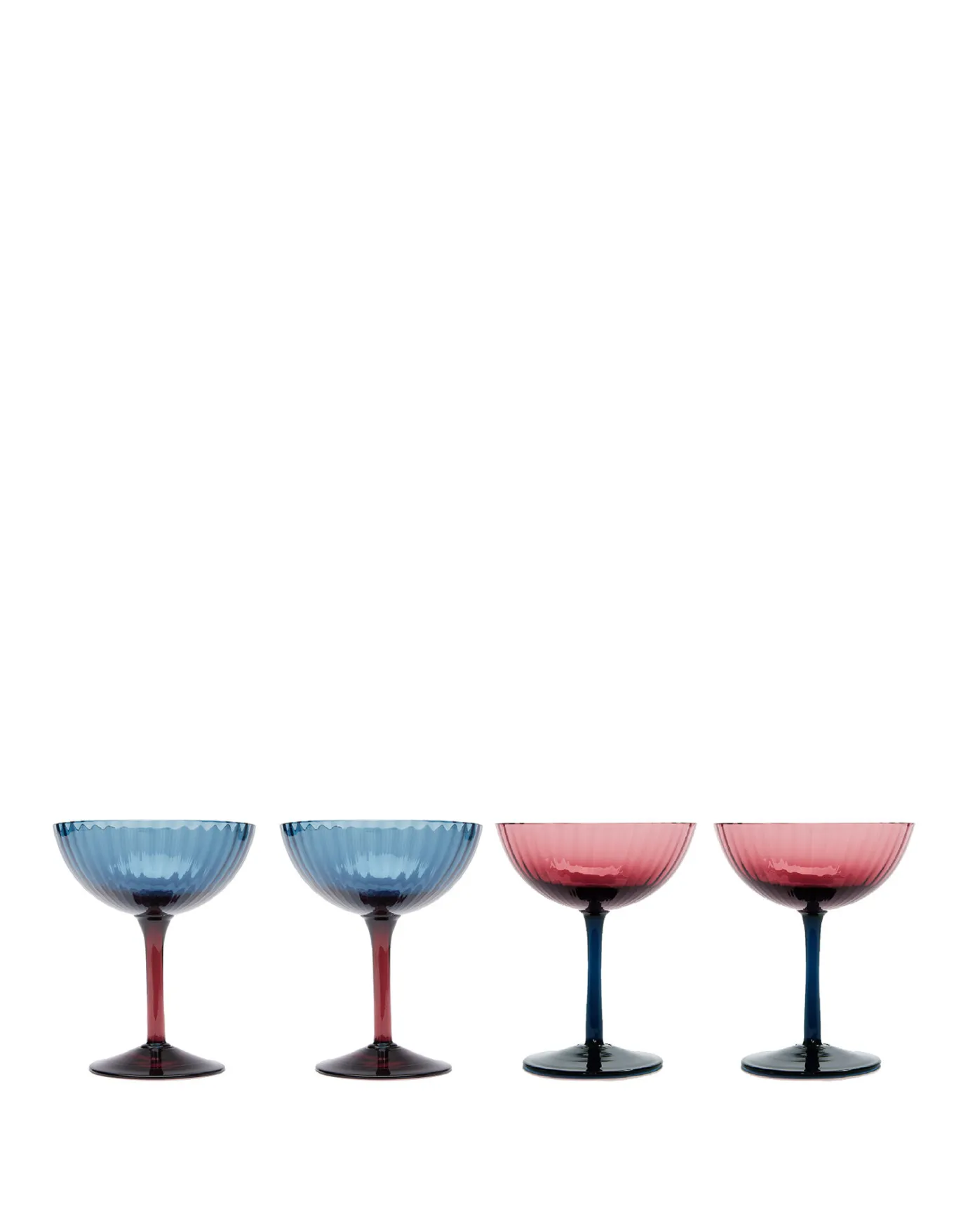 La DoubleJ Champagne Coupe Set of 4Mixed in Glass | Verres à Eau | Verres