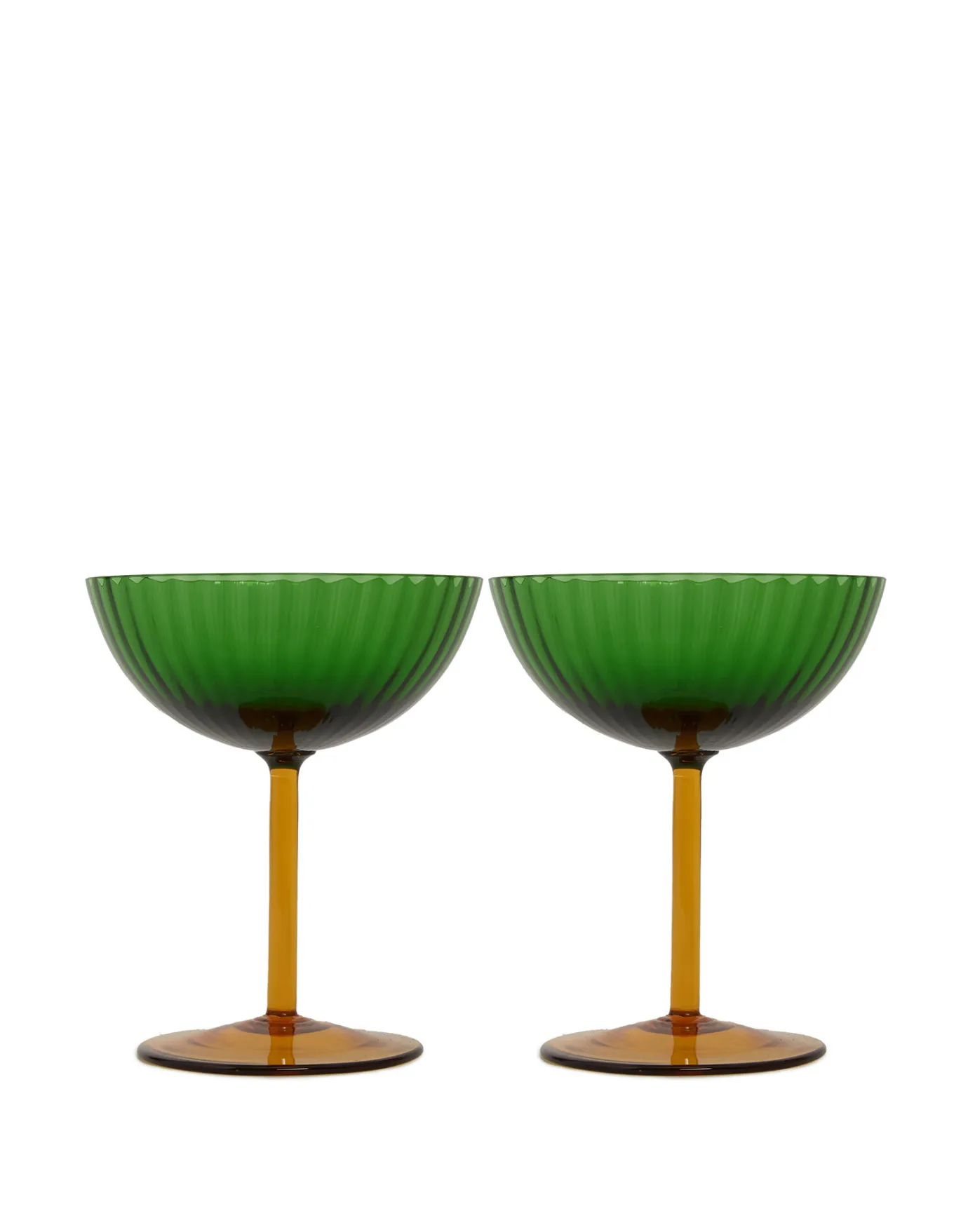 La DoubleJ Champagne Coupe Set of 2Verde in Glass | Verres à Eau | Verres