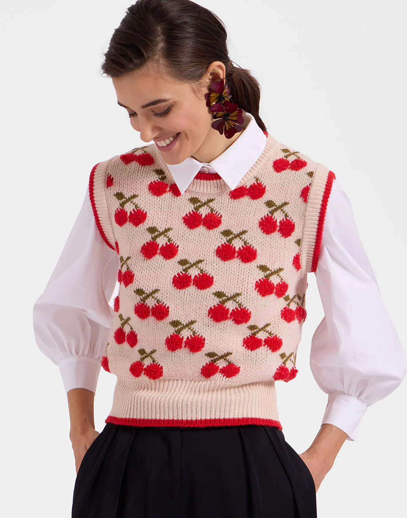 La DoubleJ Cherry VestOff White in Wool | Pulls | READY TO WEAR