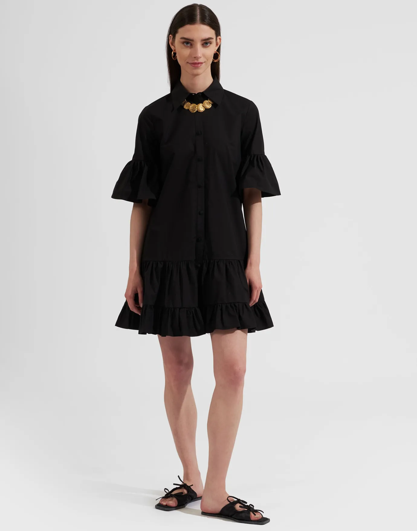 La DoubleJ Choux DressSolid Black in Cotton Poplin | Robes | READY TO WEAR