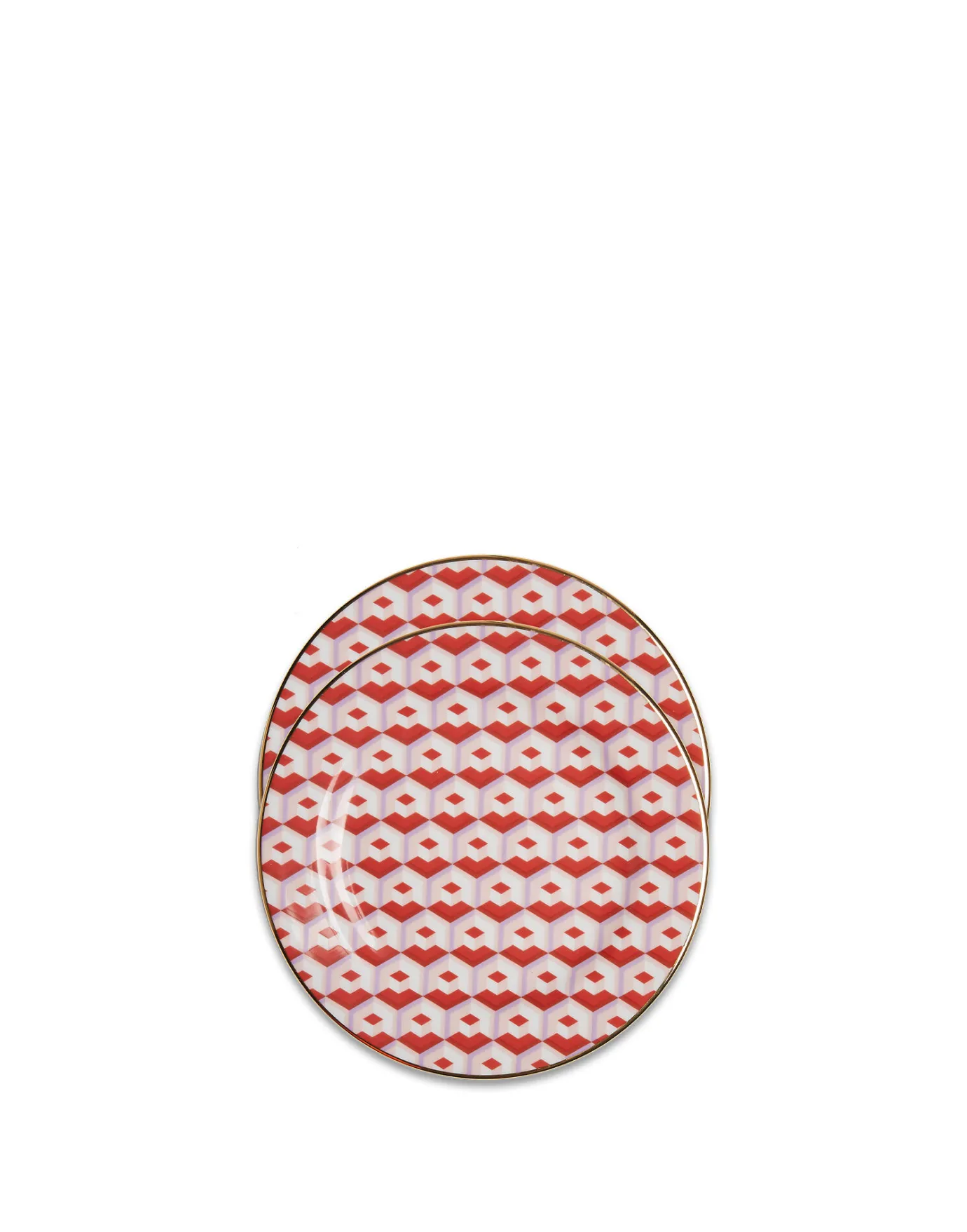 La DoubleJ Dessert Plate Set of 2Cubi Rosso in Porcelain | Assiettes à Dessert & à Côté | Table