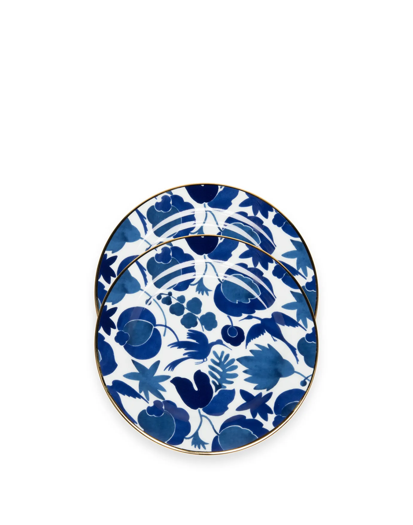 La DoubleJ Dessert Plate Set of 2Wildbird Blu/Bianco in Porcelain | Assiettes à Dessert & à Côté | Table