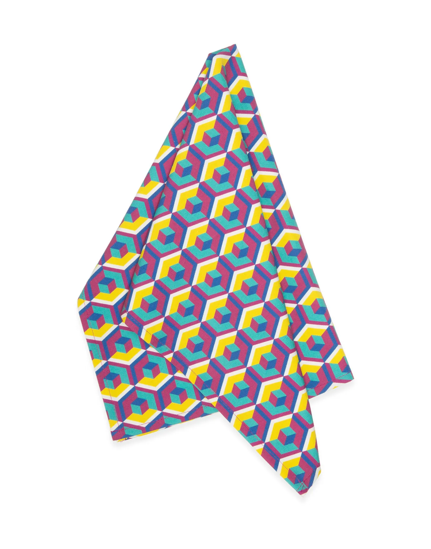 La DoubleJ Dishtowel (50x70)Cubi Giallo/Fucsia in Cotton | Accessoires Cuisine | Textiles