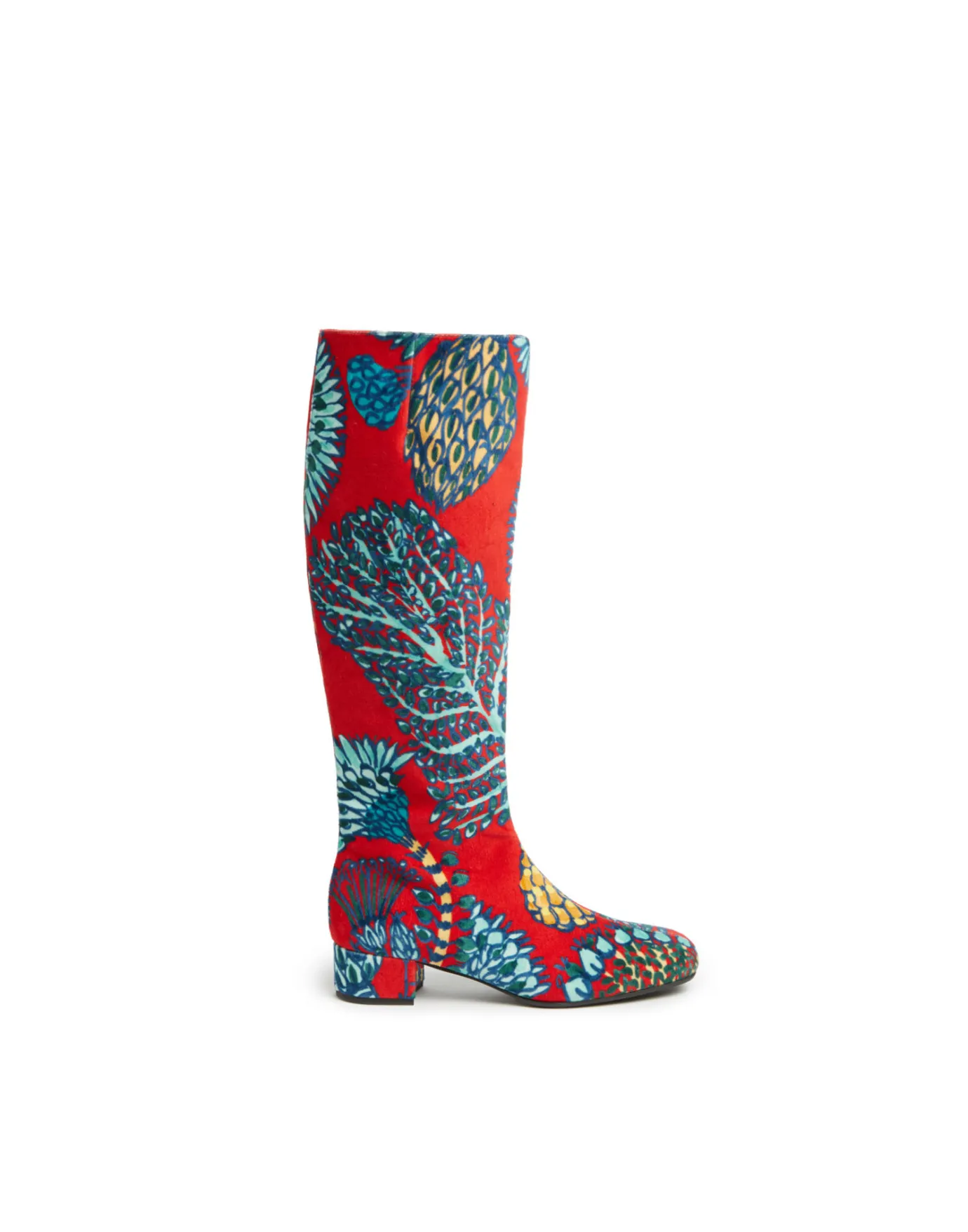 La DoubleJ Edie BootsSicomore Red in Cotton Velvet | Chaussures | ACCESSORIES