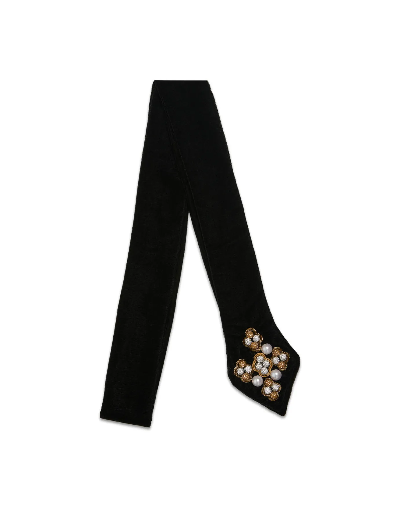 La DoubleJ Ella 2-Ways StoleSolid Black in Velvet | Foulards Et Écharpes | ACCESSORIES