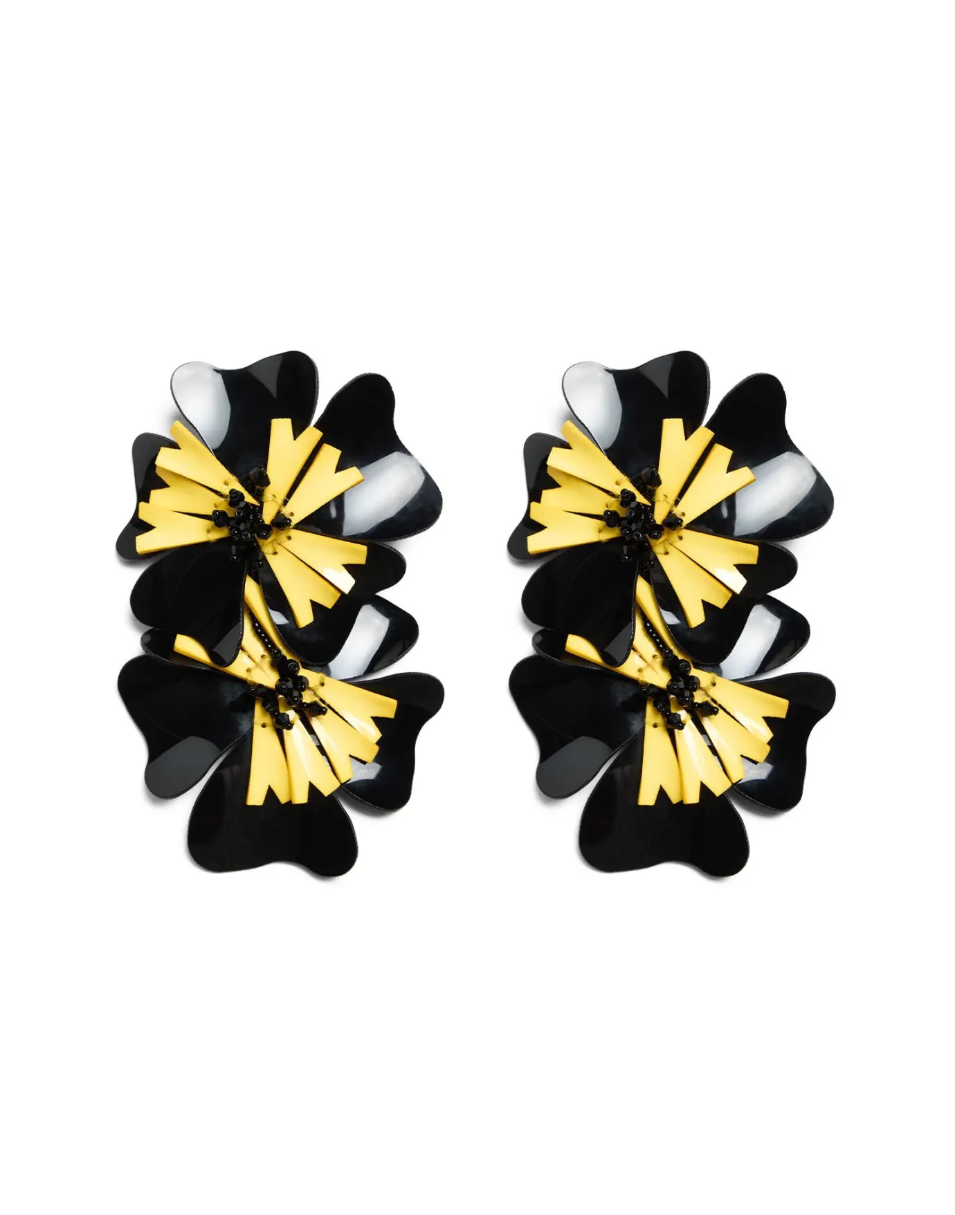 La DoubleJ Flora EarringsSolid Black in Macro Pansy | Bijoux | ACCESSORIES