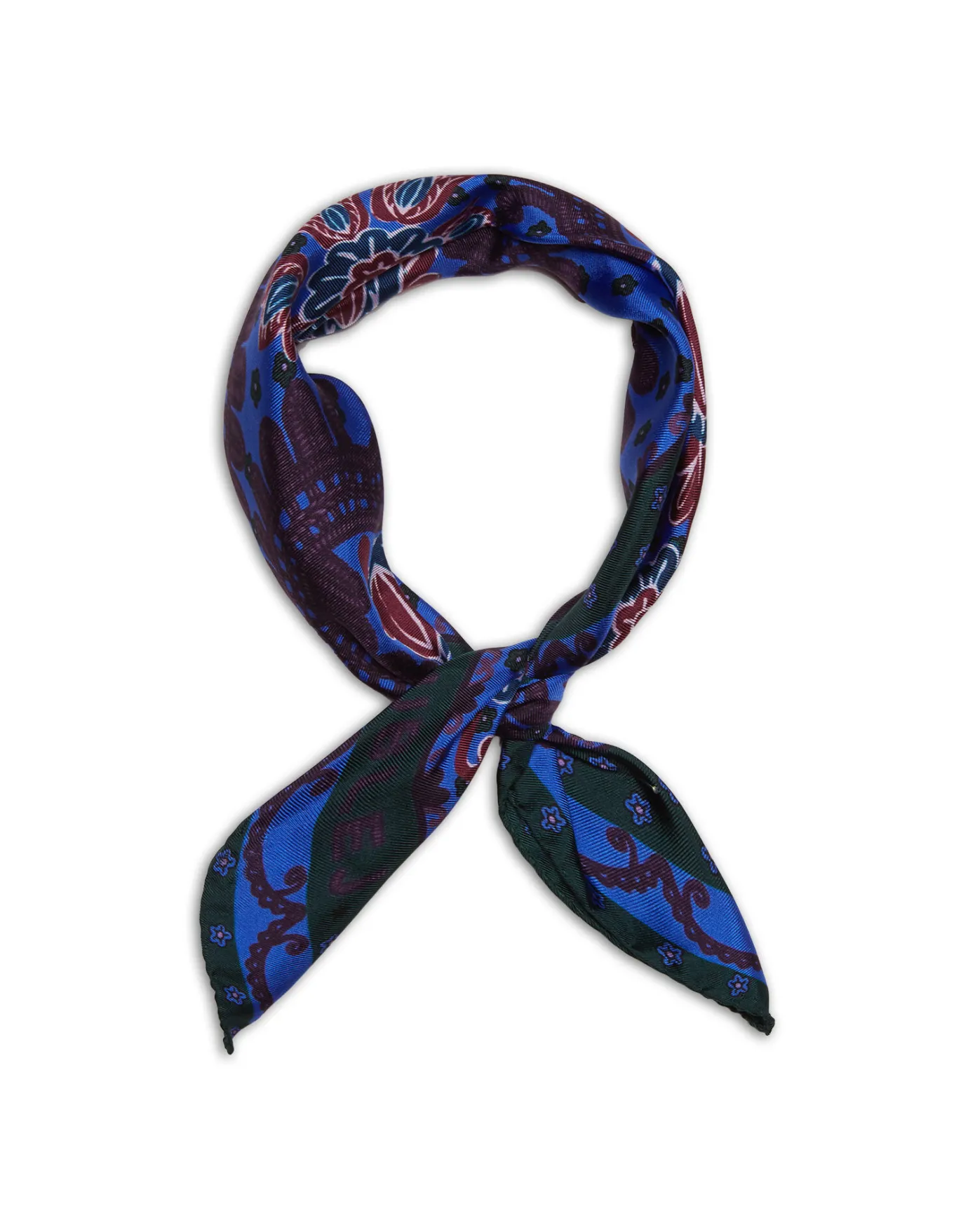 La DoubleJ Folky Hearts Foulard (45X45)Folky Hearts Blue in Silk | Foulards Et Écharpes | ACCESSORIES