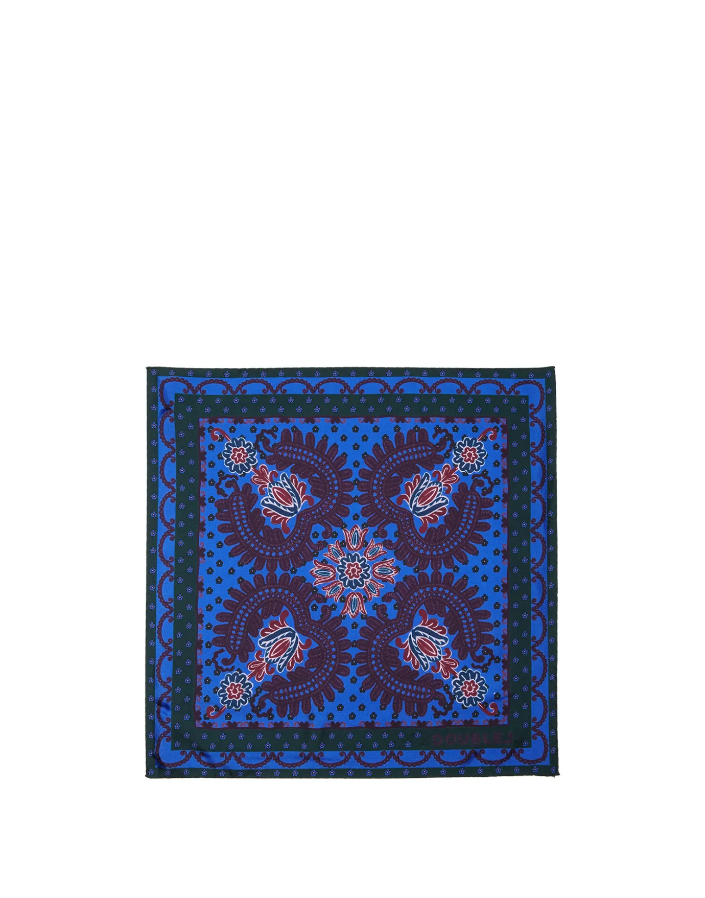 La DoubleJ Folky Hearts Foulard (45X45)Folky Hearts Blue in Silk | Foulards Et Écharpes | ACCESSORIES