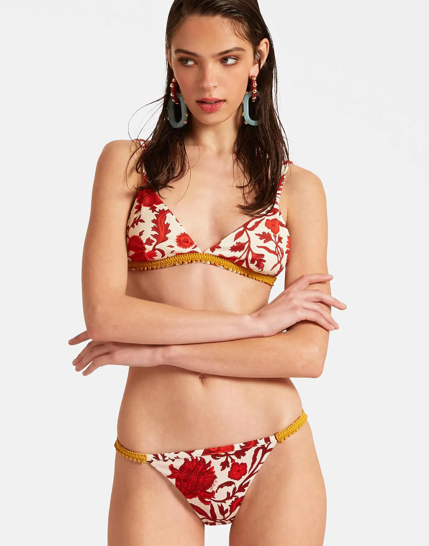 La DoubleJ Fonda TopDragonflower Mini Red in Lycra | Tenues De Plage | READY TO WEAR