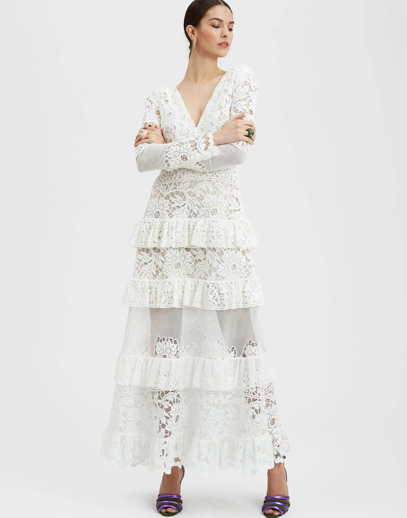 La DoubleJ Footloose Lacey DressWhite in Cotton Lace | Robes | READY TO WEAR