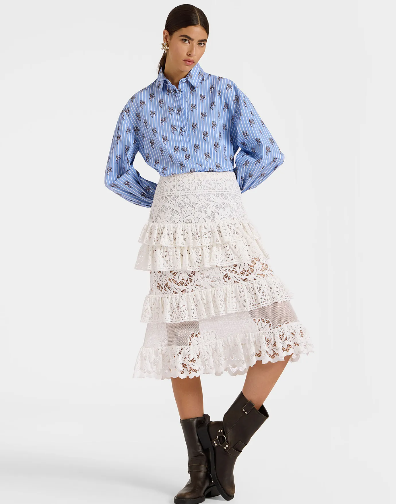 La DoubleJ Footloose Lacey SkirtWhite in Cotton Lace | Jupes | READY TO WEAR