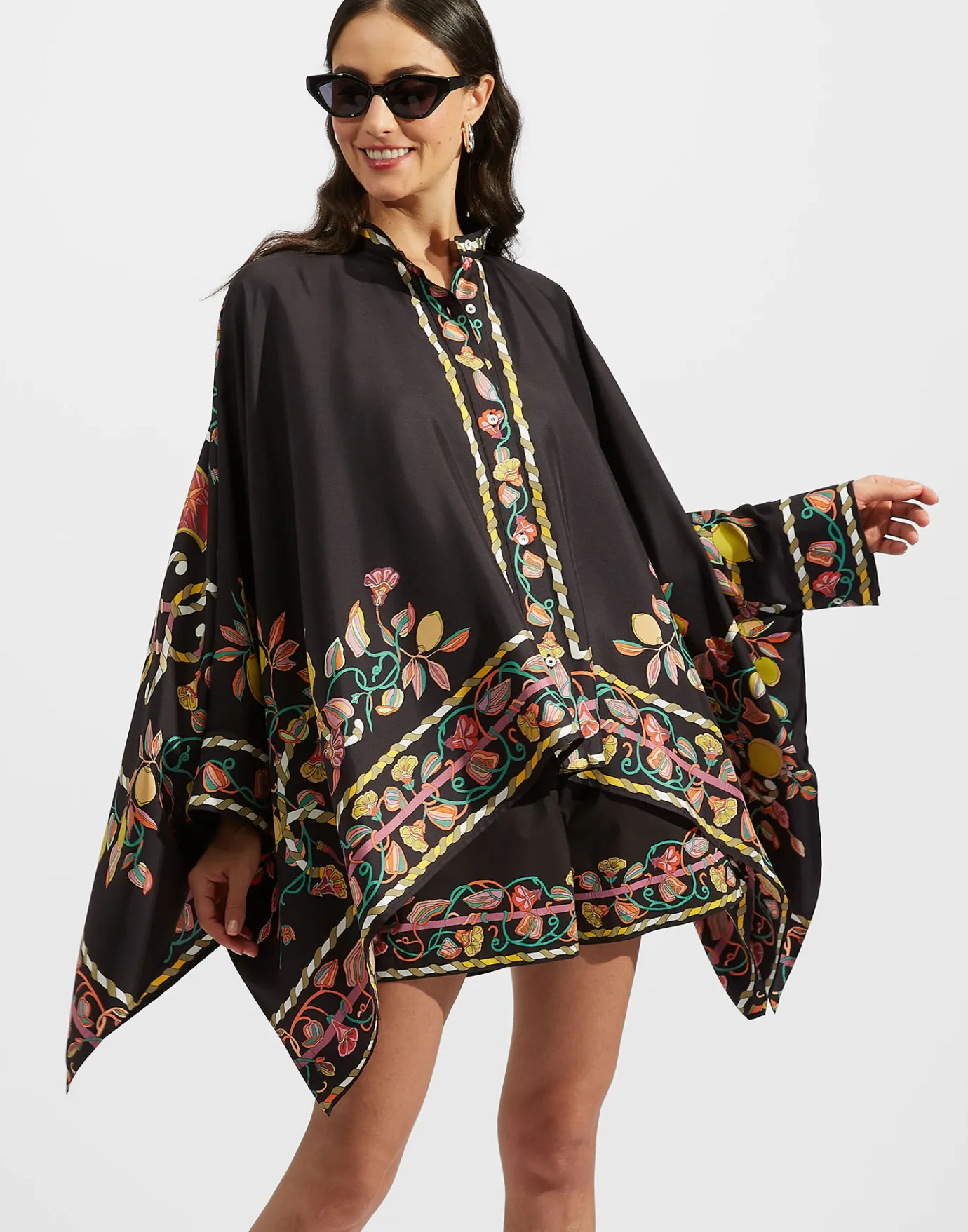 La DoubleJ Foulard ShirtBorboni Placée Nero in Twill Silk | Chemises Et Tops | READY TO WEAR