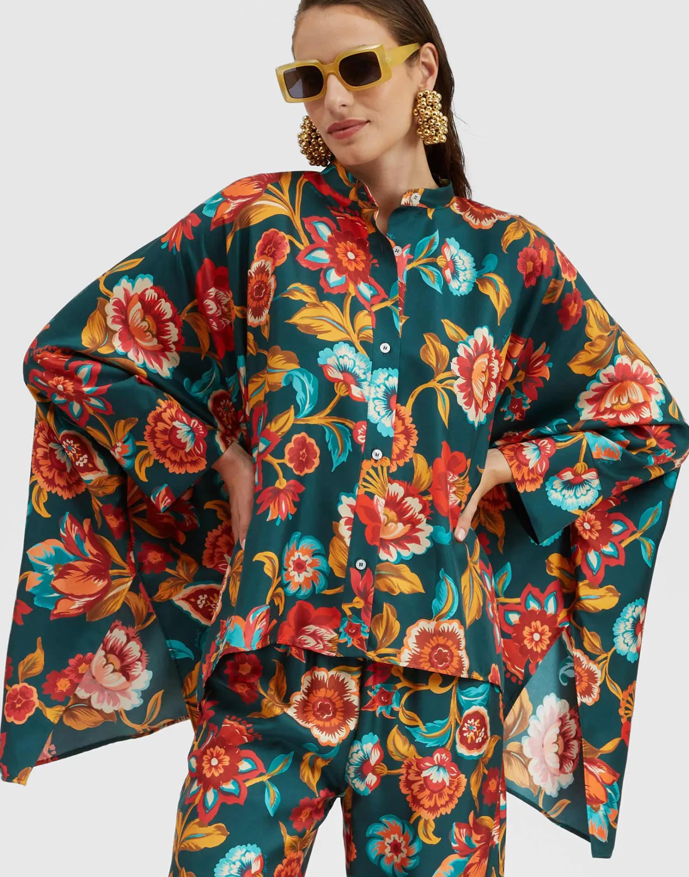 La DoubleJ Foulard ShirtHottie Emerald in Silk Twill | Chemises Et Tops | READY TO WEAR