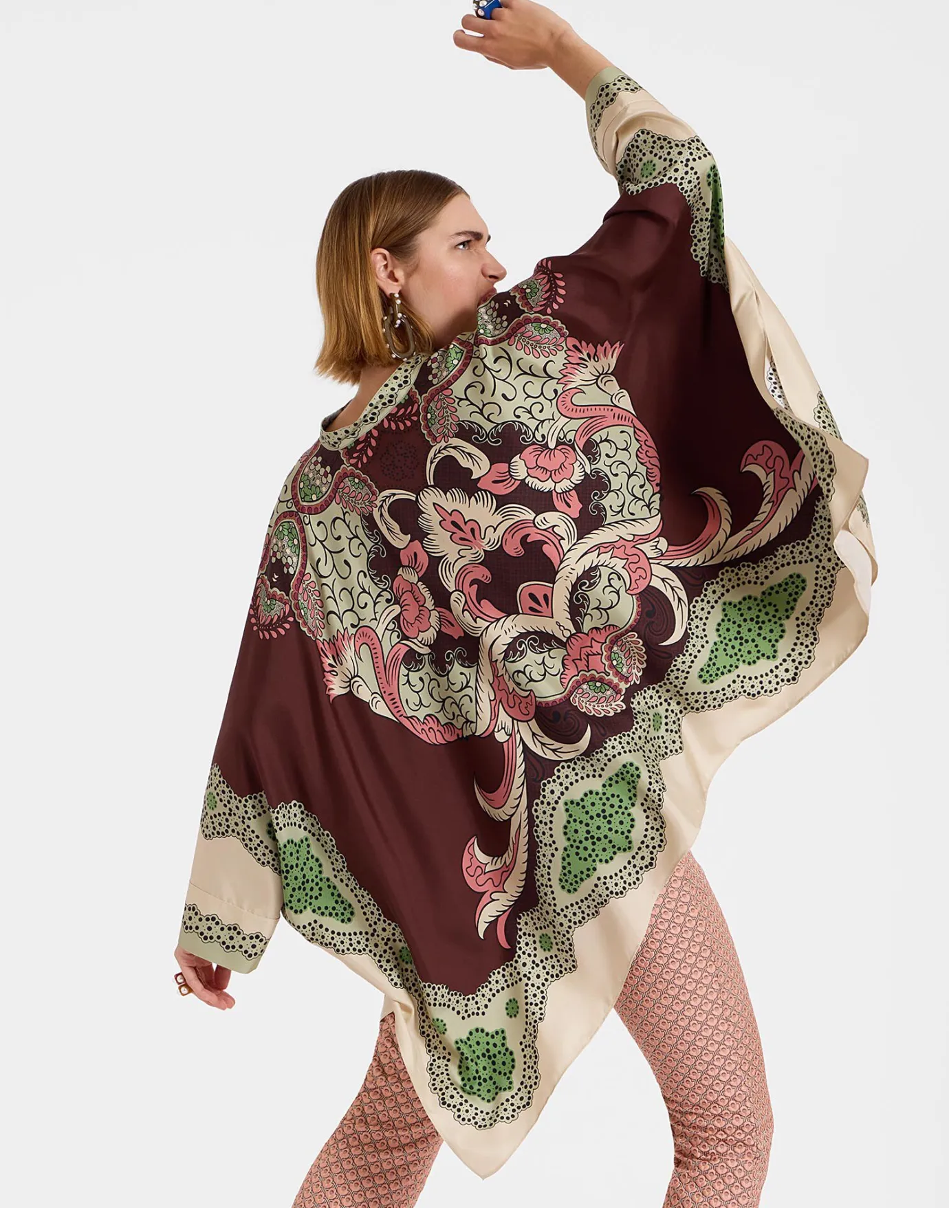 La DoubleJ Foulard ShirtPortal Placée Brown in Silk Twill | Chemises Et Tops | READY TO WEAR