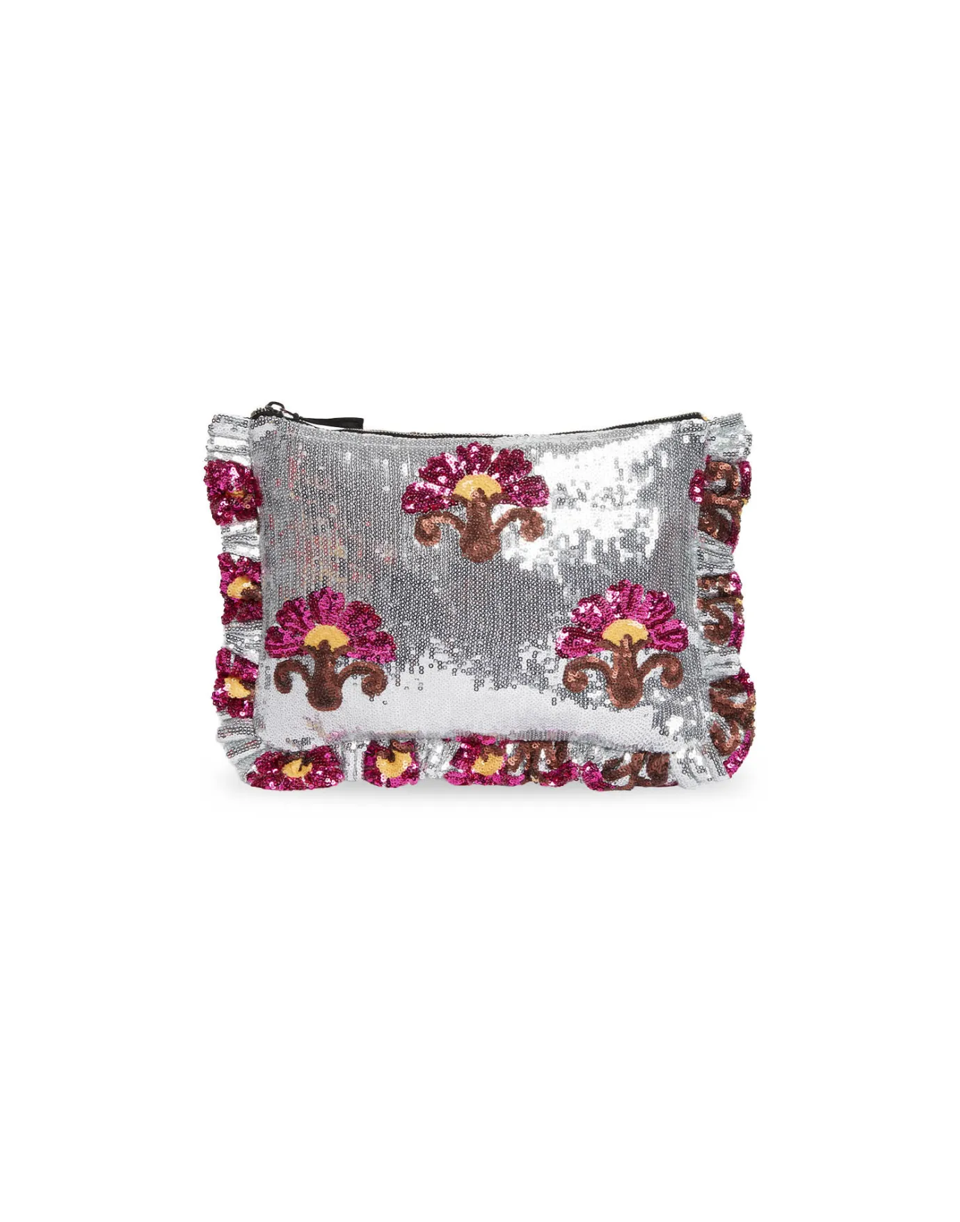 La DoubleJ Hand PochetteSilver in Textured Sequins | Sacs Et Pochettes | ACCESSORIES