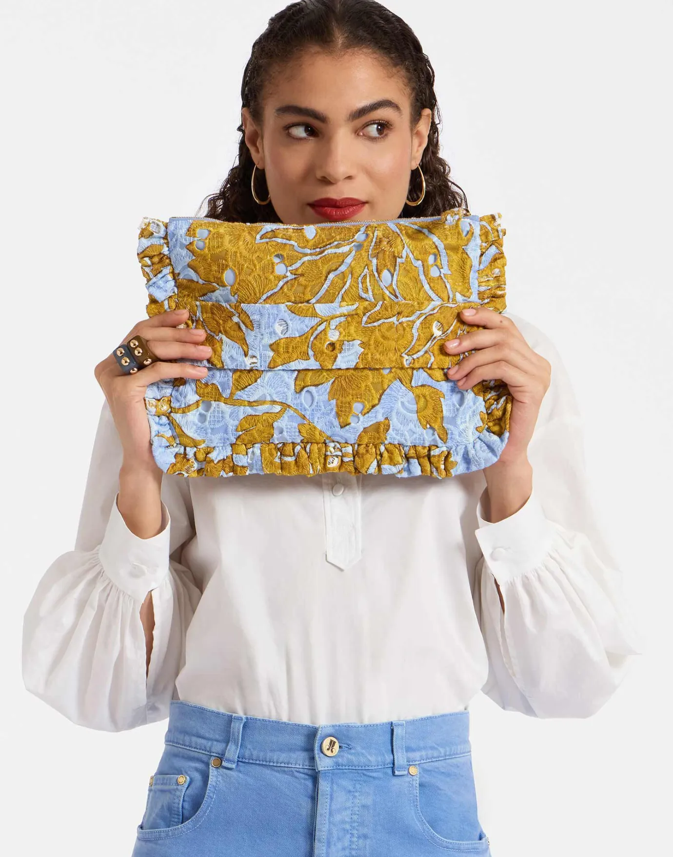 La DoubleJ Hand PochetteTangle Light Blue in Printed Lace | Sacs Et Pochettes | ACCESSORIES