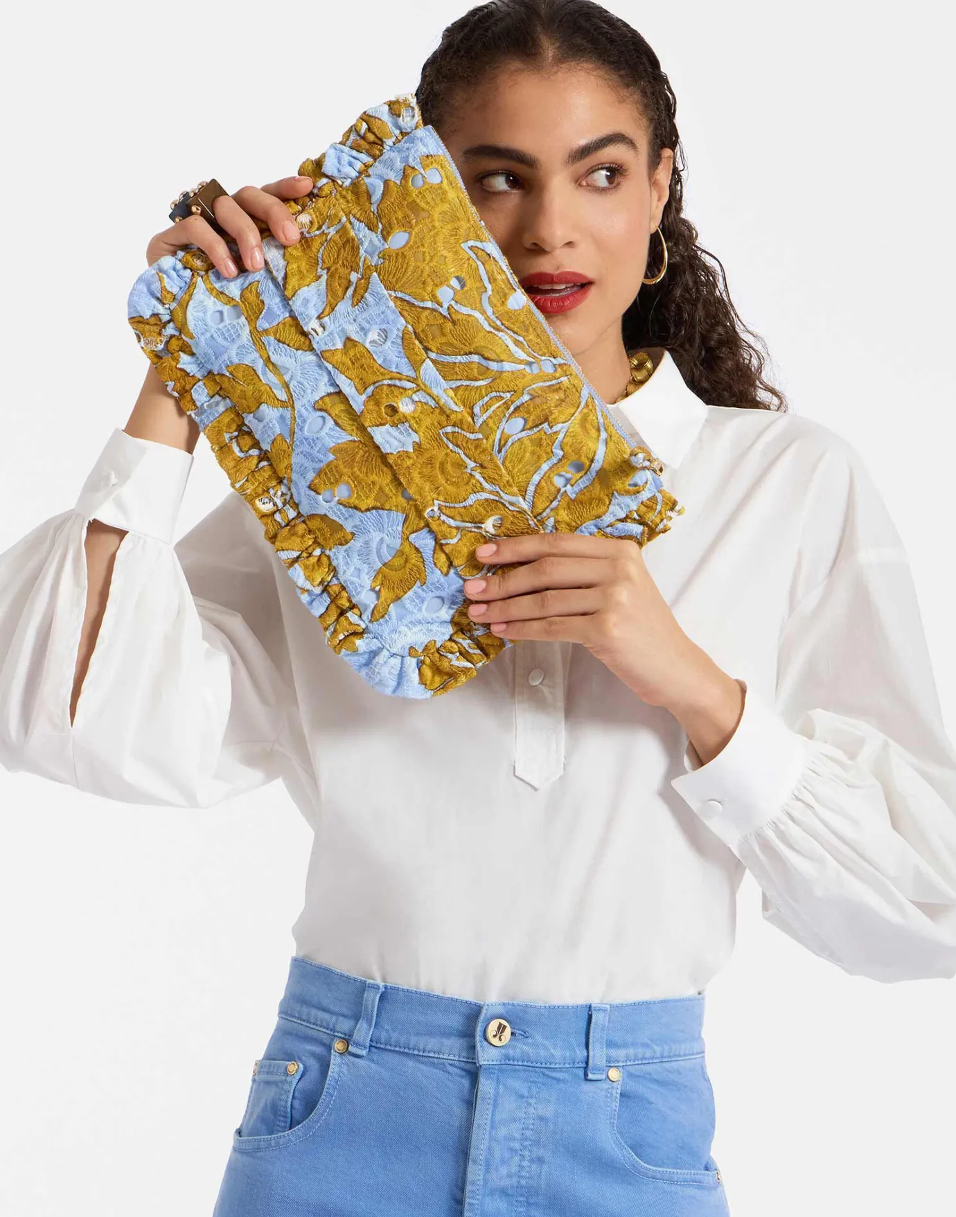 La DoubleJ Hand PochetteTangle Light Blue in Printed Lace | Sacs Et Pochettes | ACCESSORIES