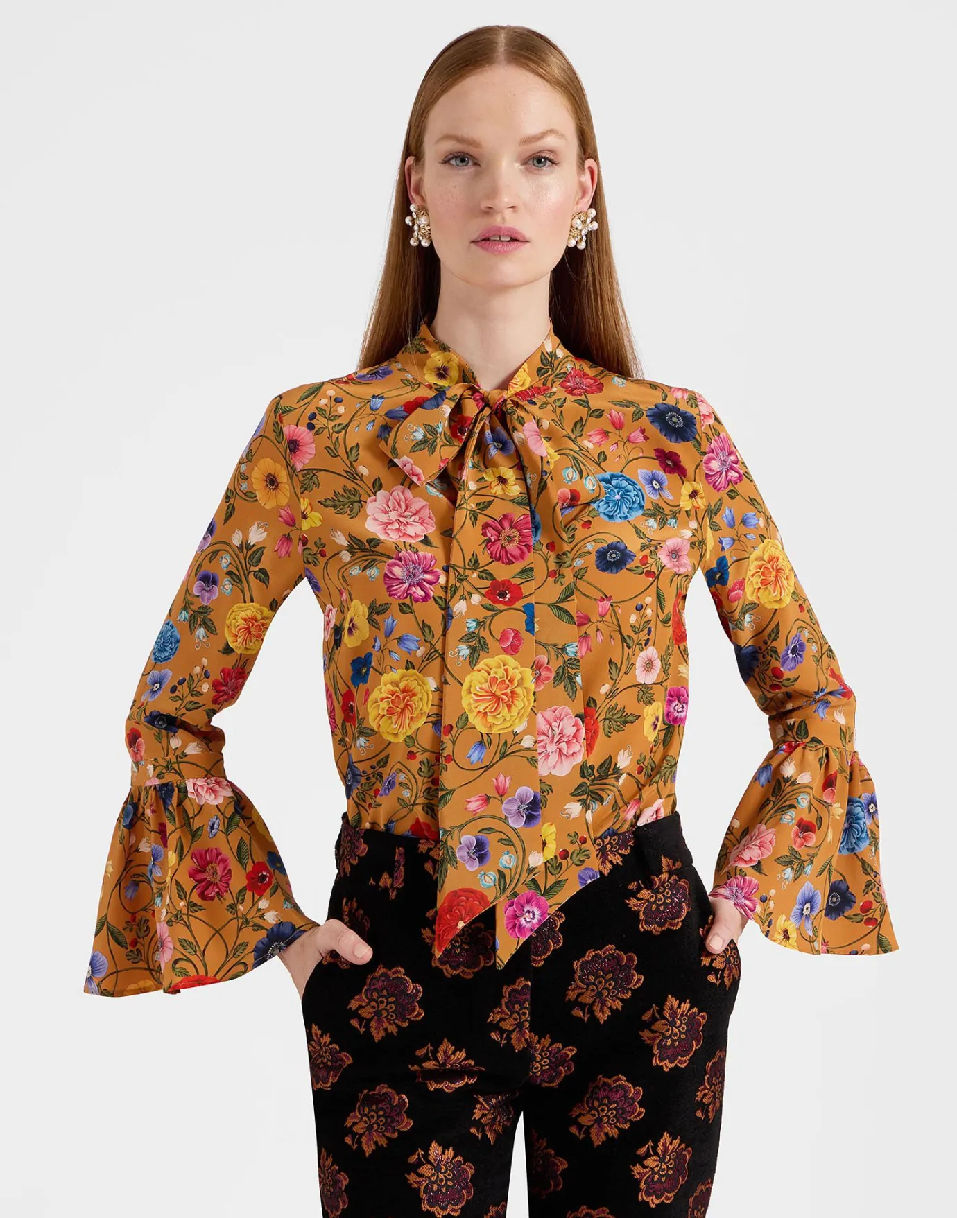 La DoubleJ Happy Wrist TopBotticelli Rust in Crepe De Chine Silk | Chemises Et Tops | READY TO WEAR