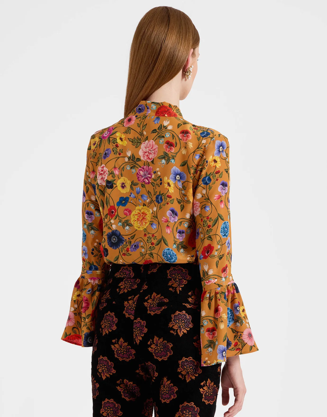 La DoubleJ Happy Wrist TopBotticelli Rust in Crepe De Chine Silk | Chemises Et Tops | READY TO WEAR