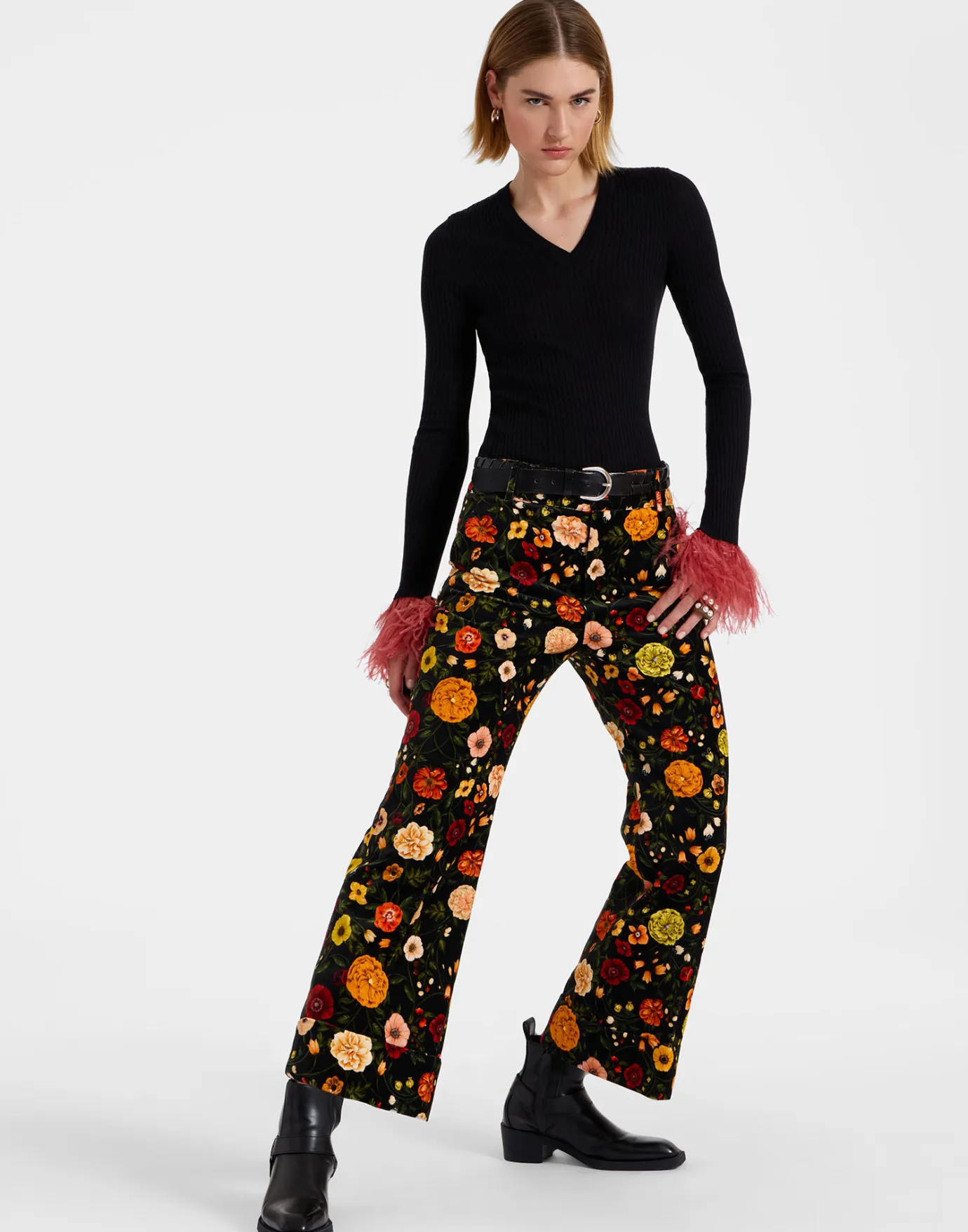 La DoubleJ Hendrix PantsBotticelli Black in Cotton Velvet | Pantalon Et Short | READY TO WEAR