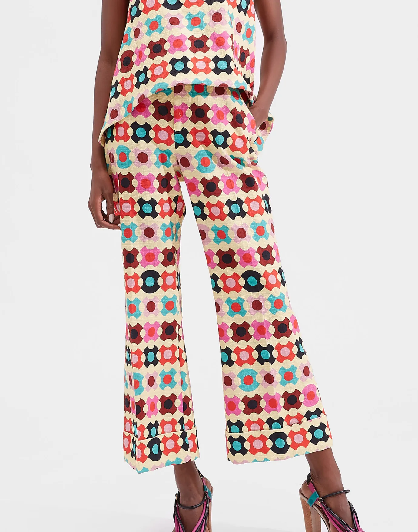 La DoubleJ Hendrix PantsGroovy Dot Giallo in Shot Cotton | Pantalon Et Short | READY TO WEAR