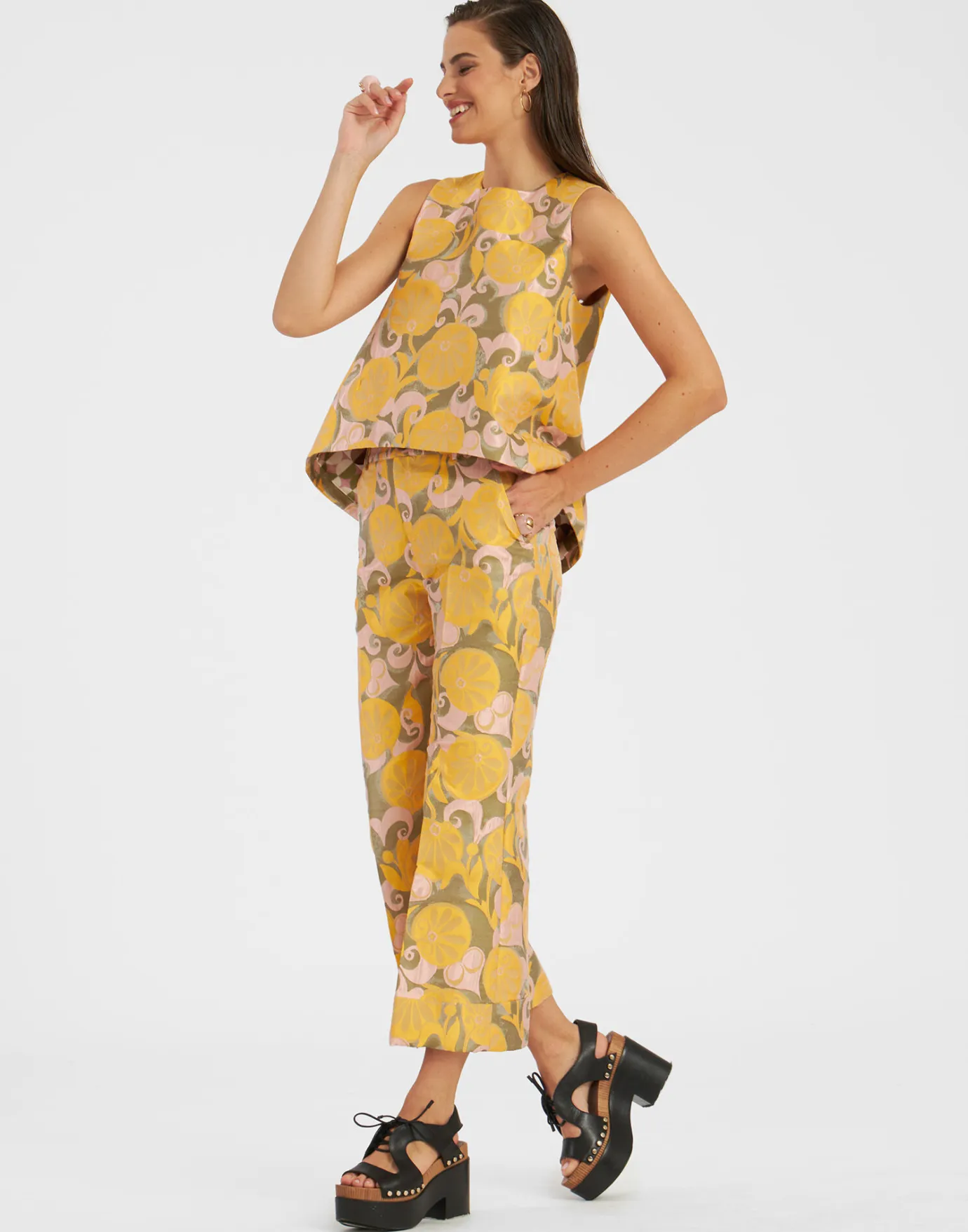 La DoubleJ Hendrix PantsMoonflower Yellow in Jacquard | Pantalon Et Short | READY TO WEAR