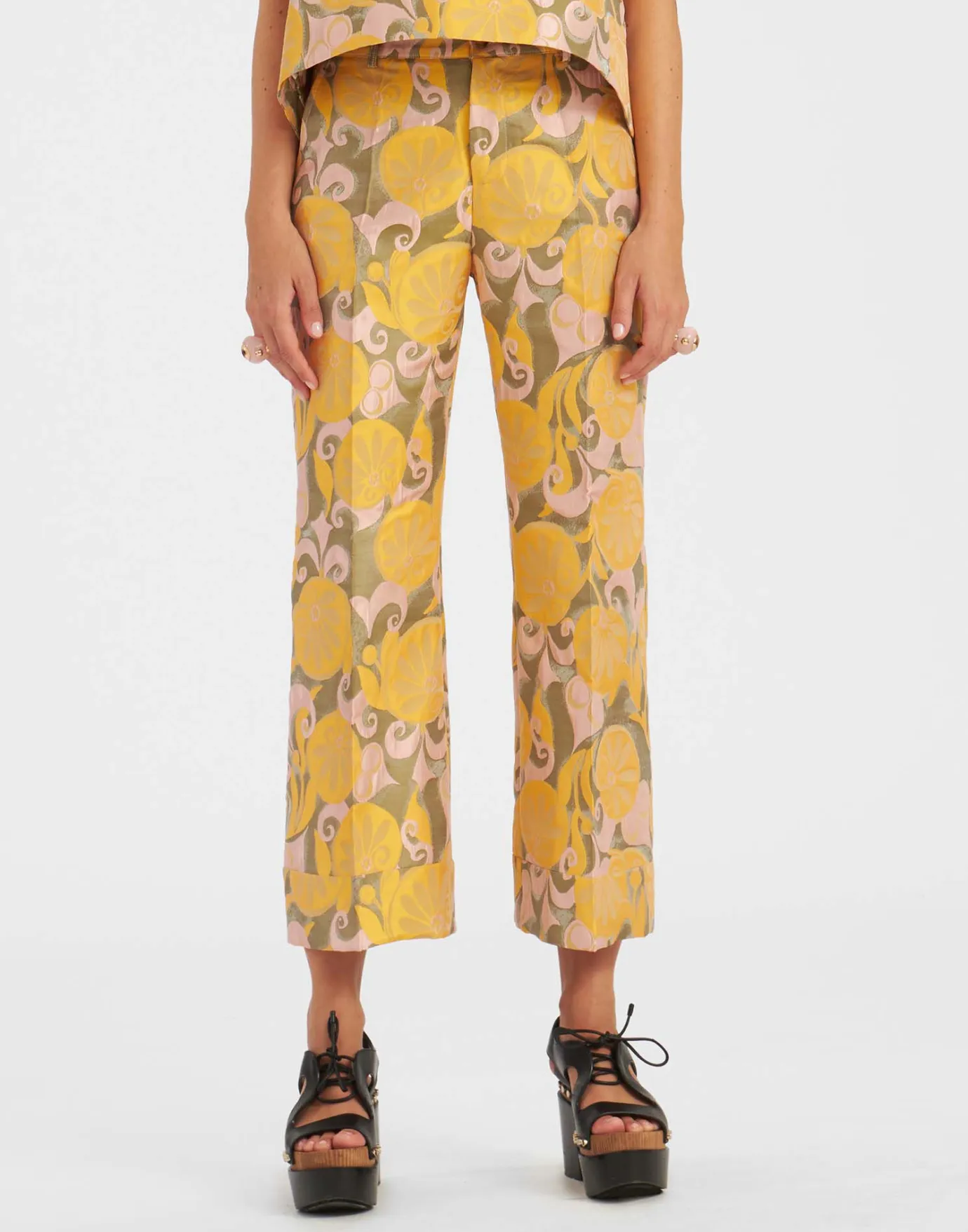 La DoubleJ Hendrix PantsMoonflower Yellow in Jacquard | Pantalon Et Short | READY TO WEAR