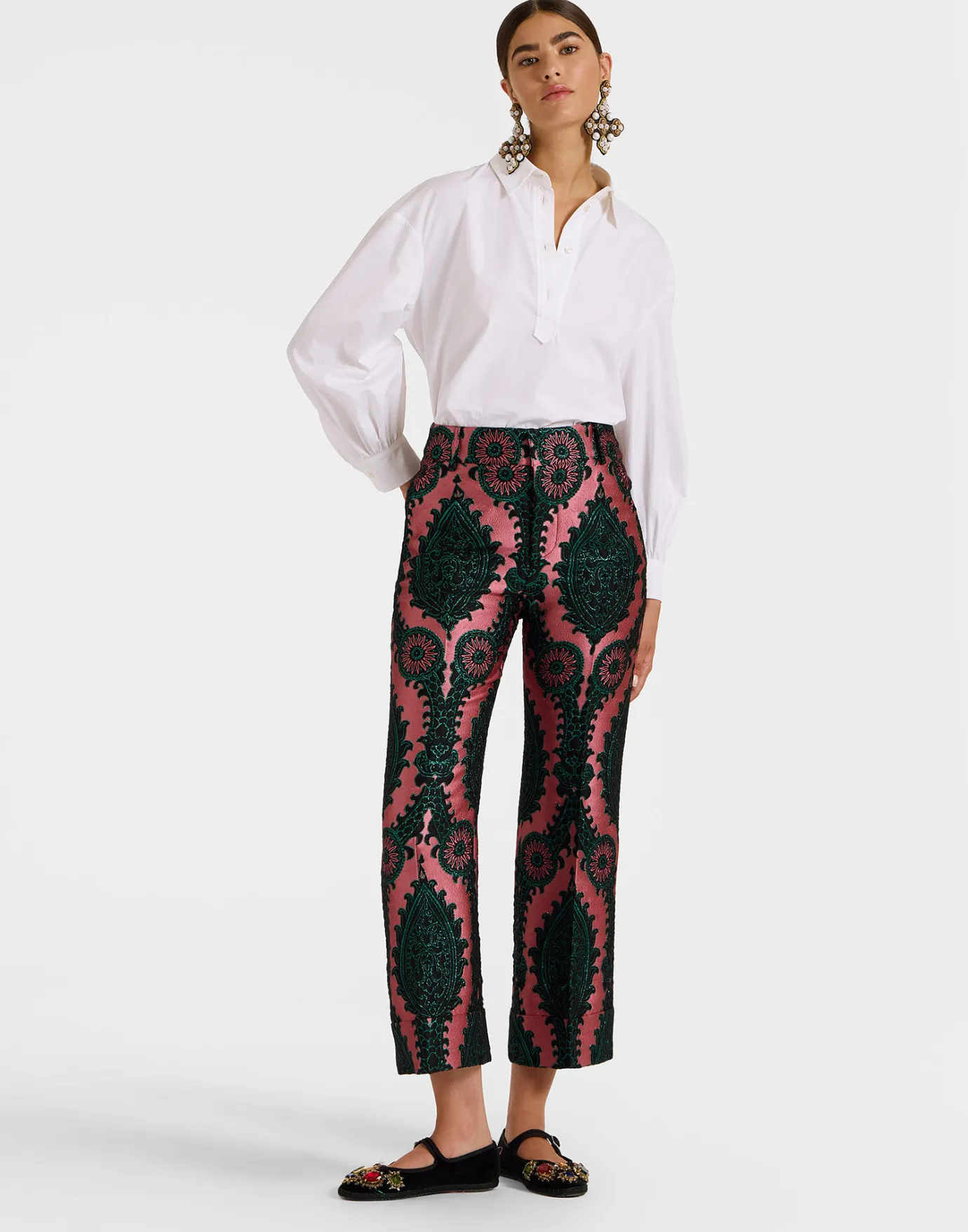 La DoubleJ Hendrix PantsOltrarno Pink in Jacquard | Pantalon Et Short | READY TO WEAR