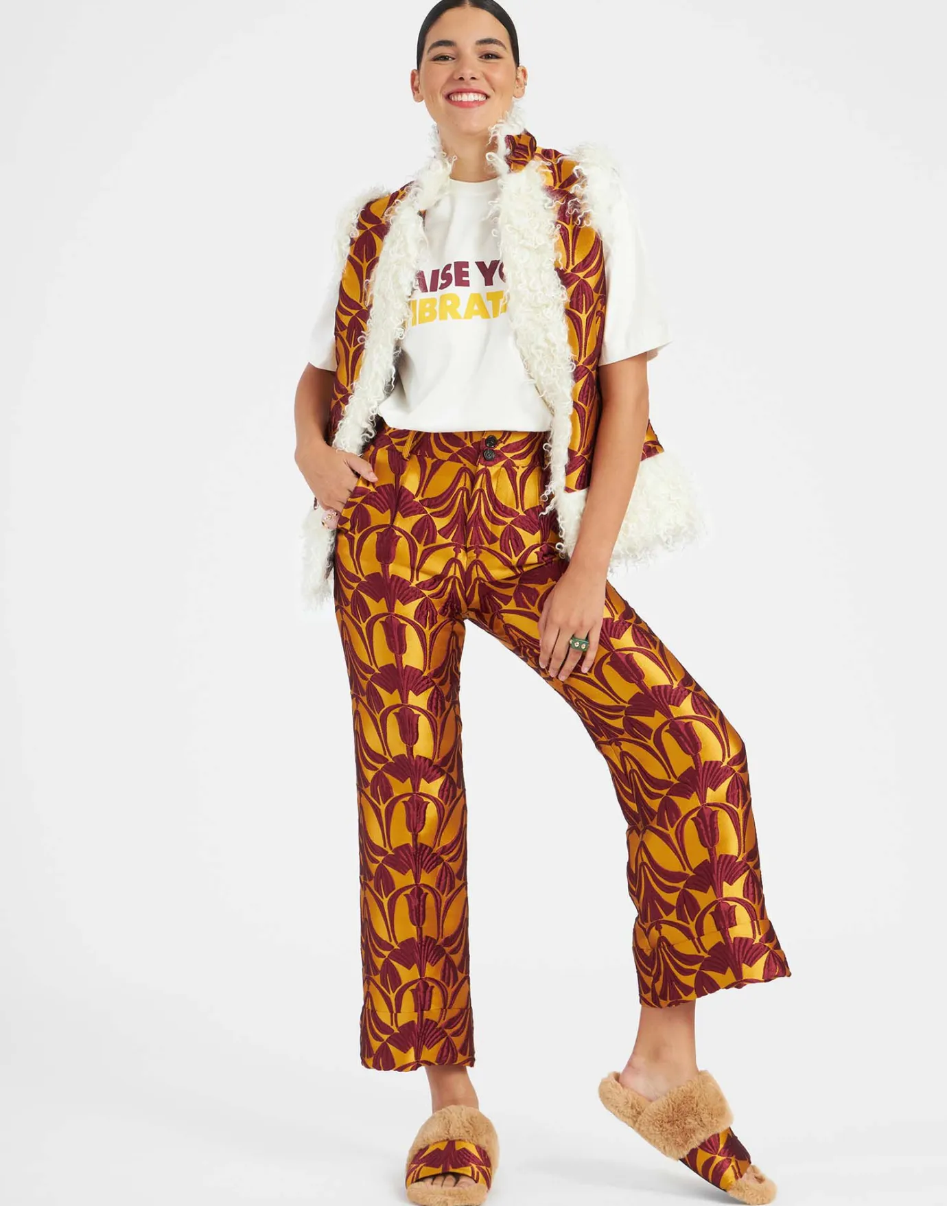 La DoubleJ Hendrix PantsPapyrus Gold in Jacquard | Pantalon Et Short | READY TO WEAR