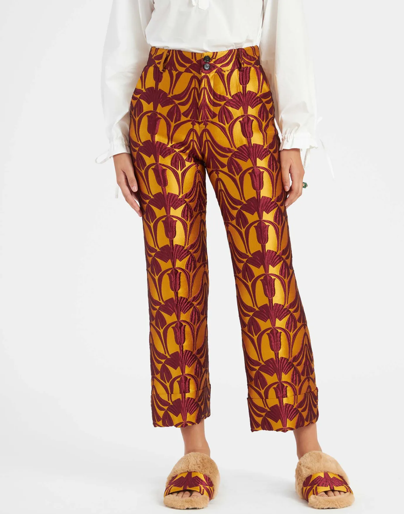 La DoubleJ Hendrix PantsPapyrus Gold in Jacquard | Pantalon Et Short | READY TO WEAR