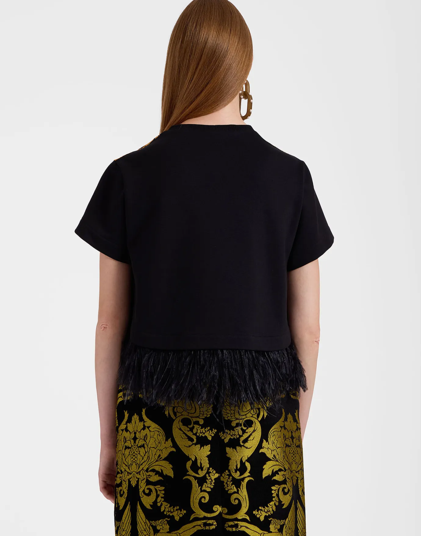 La DoubleJ La Scala TeeCherubs Black in Fil Coupé With Feathers | Chemises Et Tops | READY TO WEAR