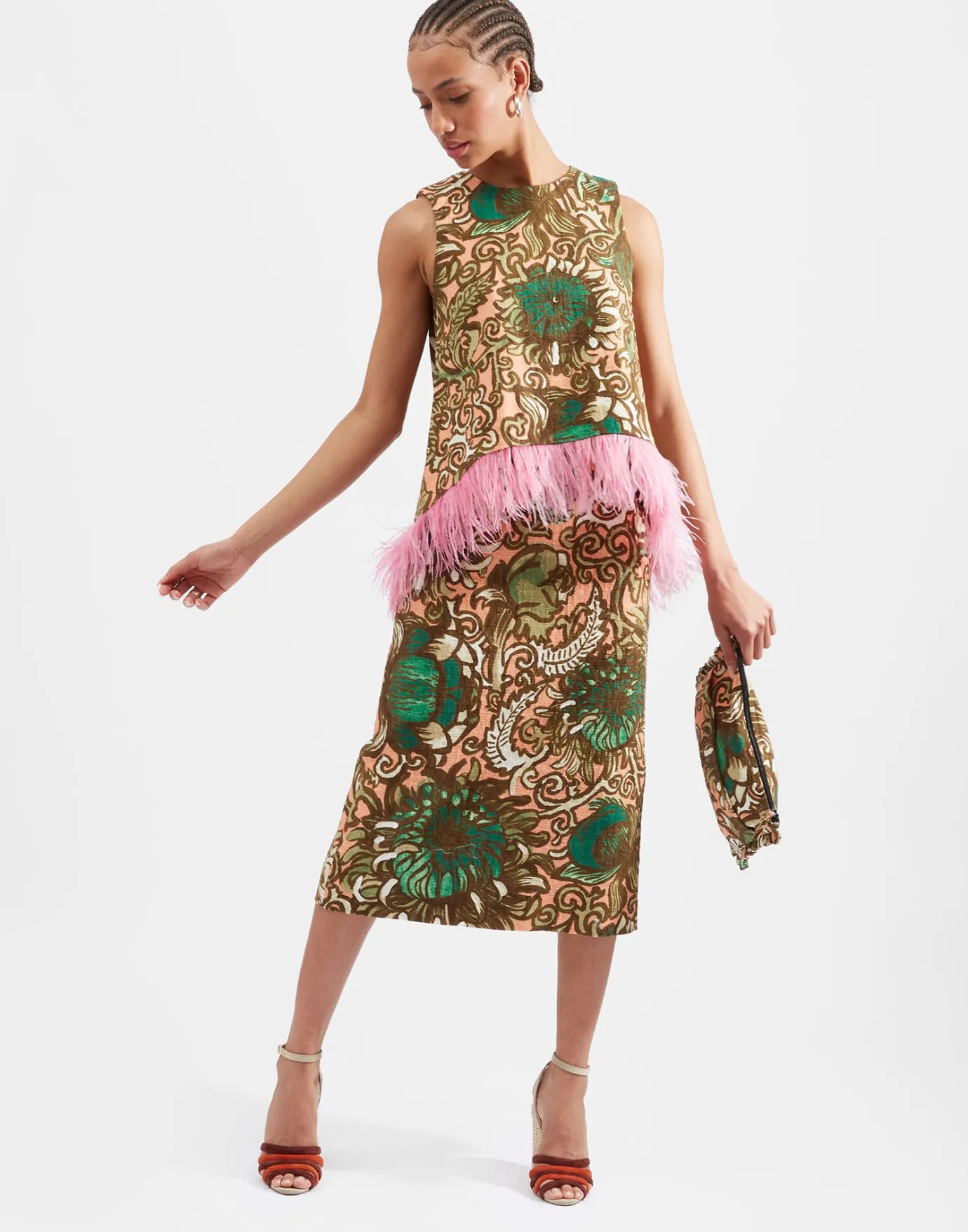 La DoubleJ La Scala Top (With Feathers)Anemone Pink in Shot Cotton | Chemises Et Tops | READY TO WEAR