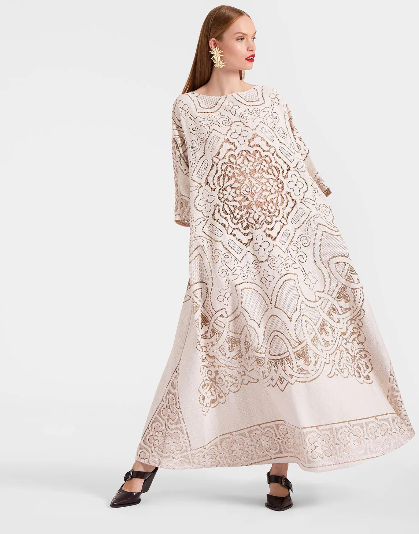 La DoubleJ Lacey Muumuu DressSolid White Smoke in Embroidered Cotton | Robes | READY TO WEAR