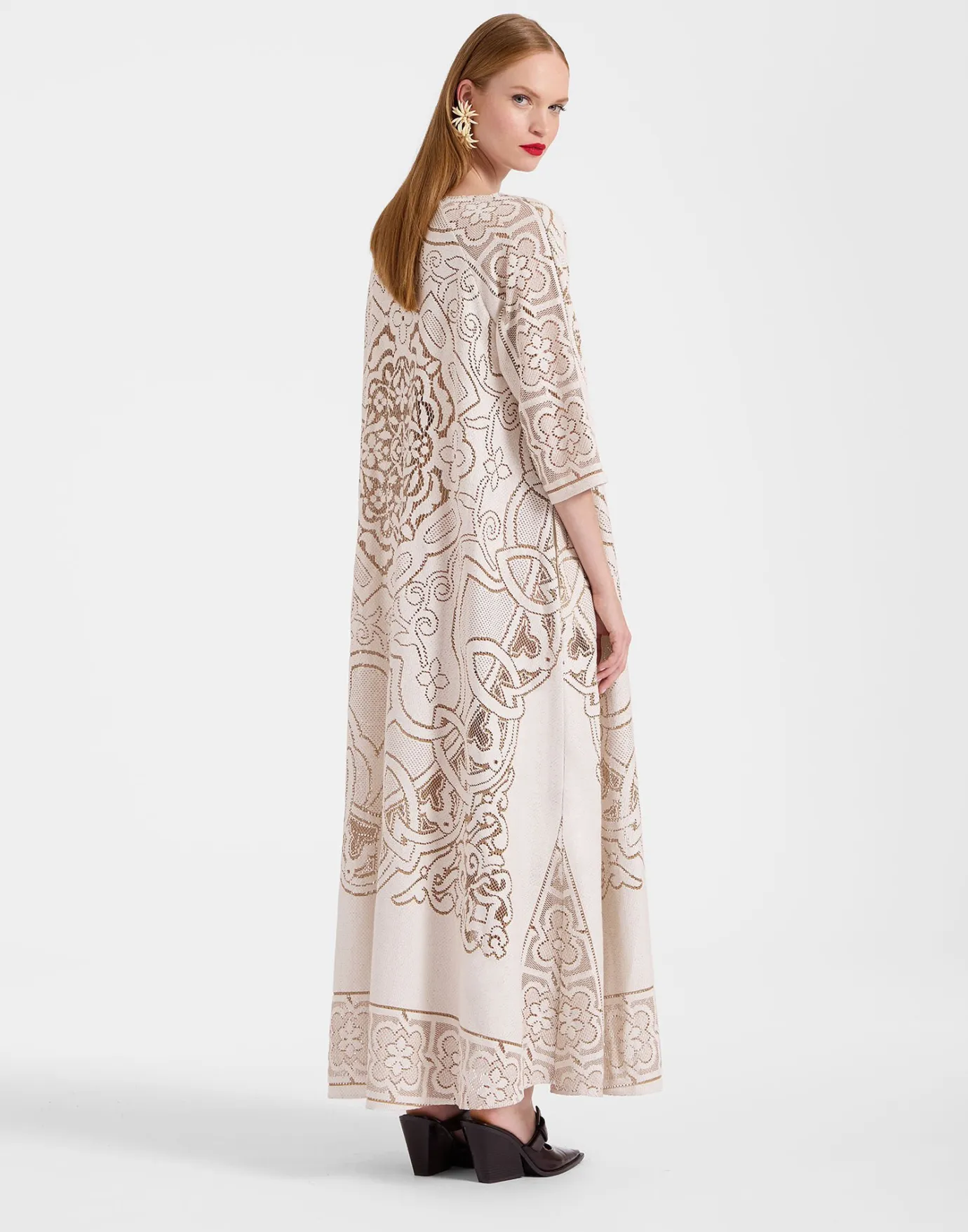 La DoubleJ Lacey Muumuu DressSolid White Smoke in Embroidered Cotton | Robes | READY TO WEAR