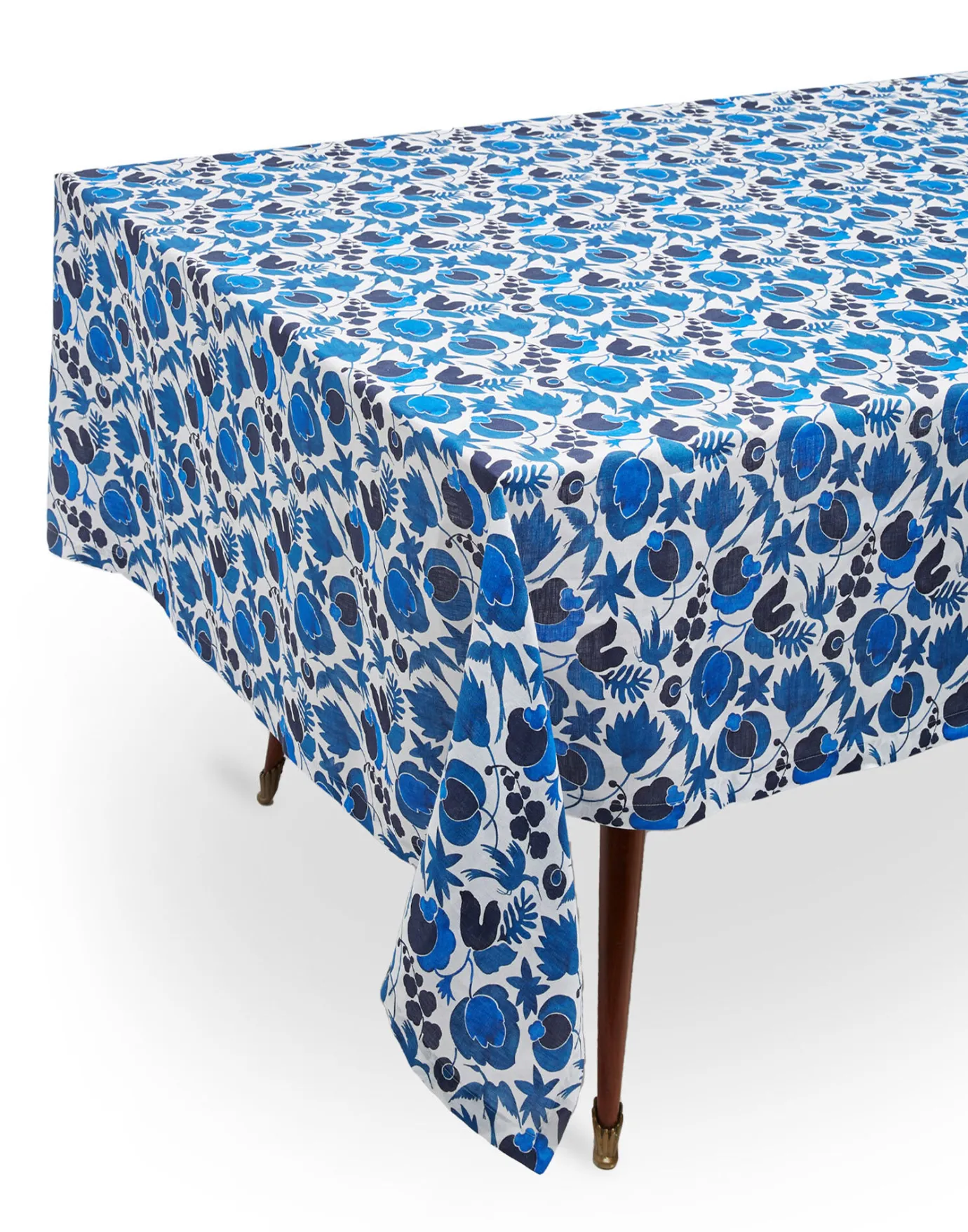 La DoubleJ Large TableclothWildbird Blu in Linen | Serviettes | Textiles