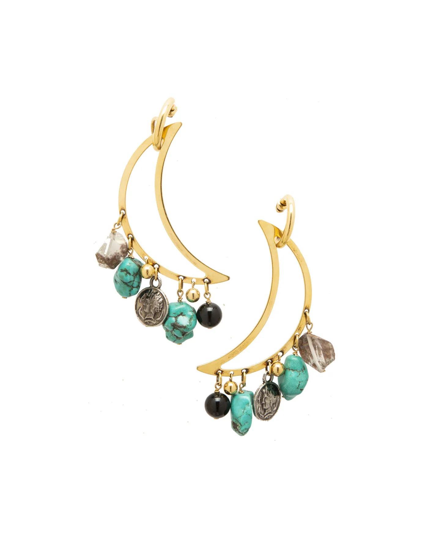 La DoubleJ Luna EarringsSolid Acquamarine in Gold Plated Brass | Bijoux | ACCESSORIES